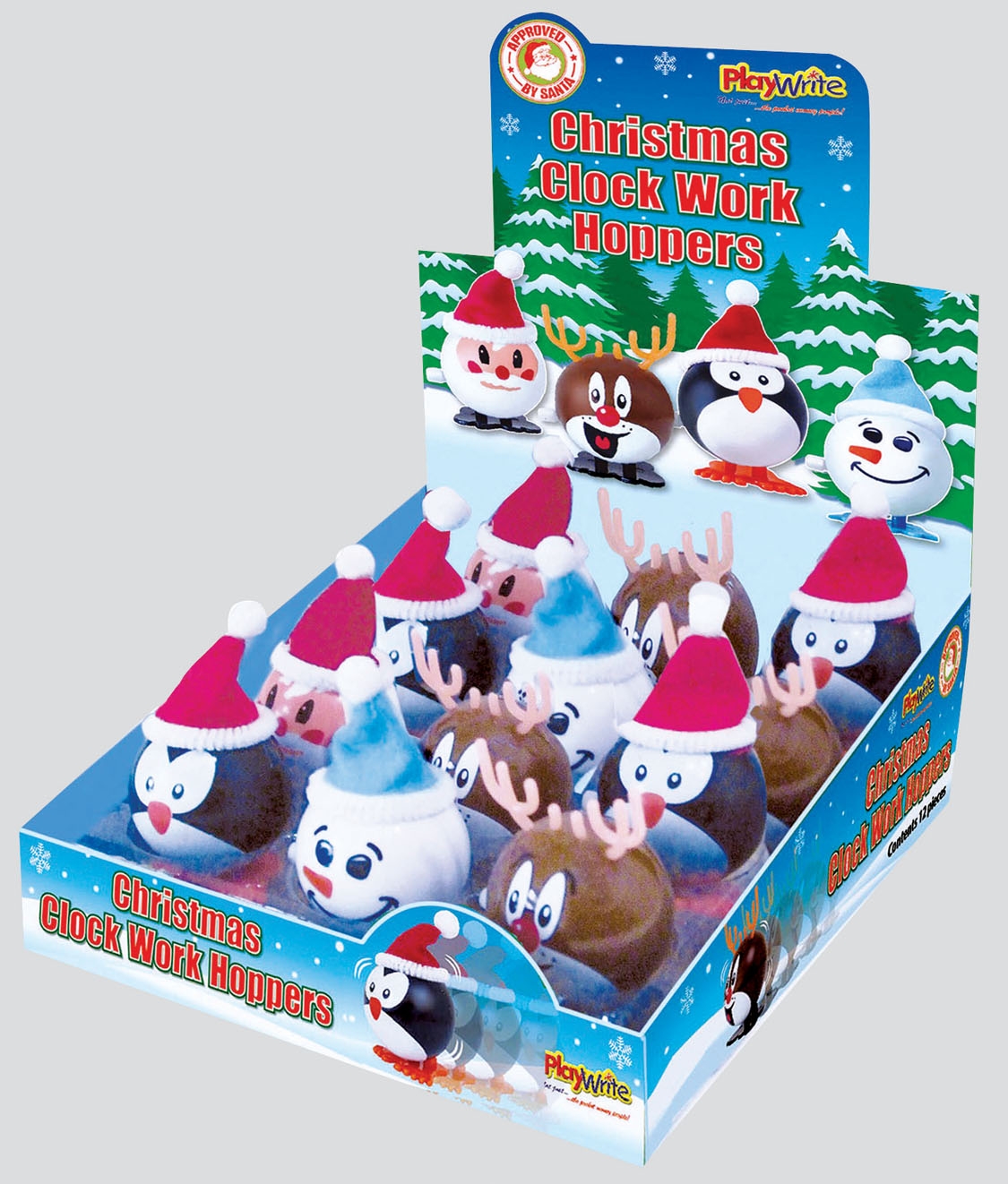 XMAS CLOCK WORK HOPPERS, 4 Assorted CDU [Packs Only]