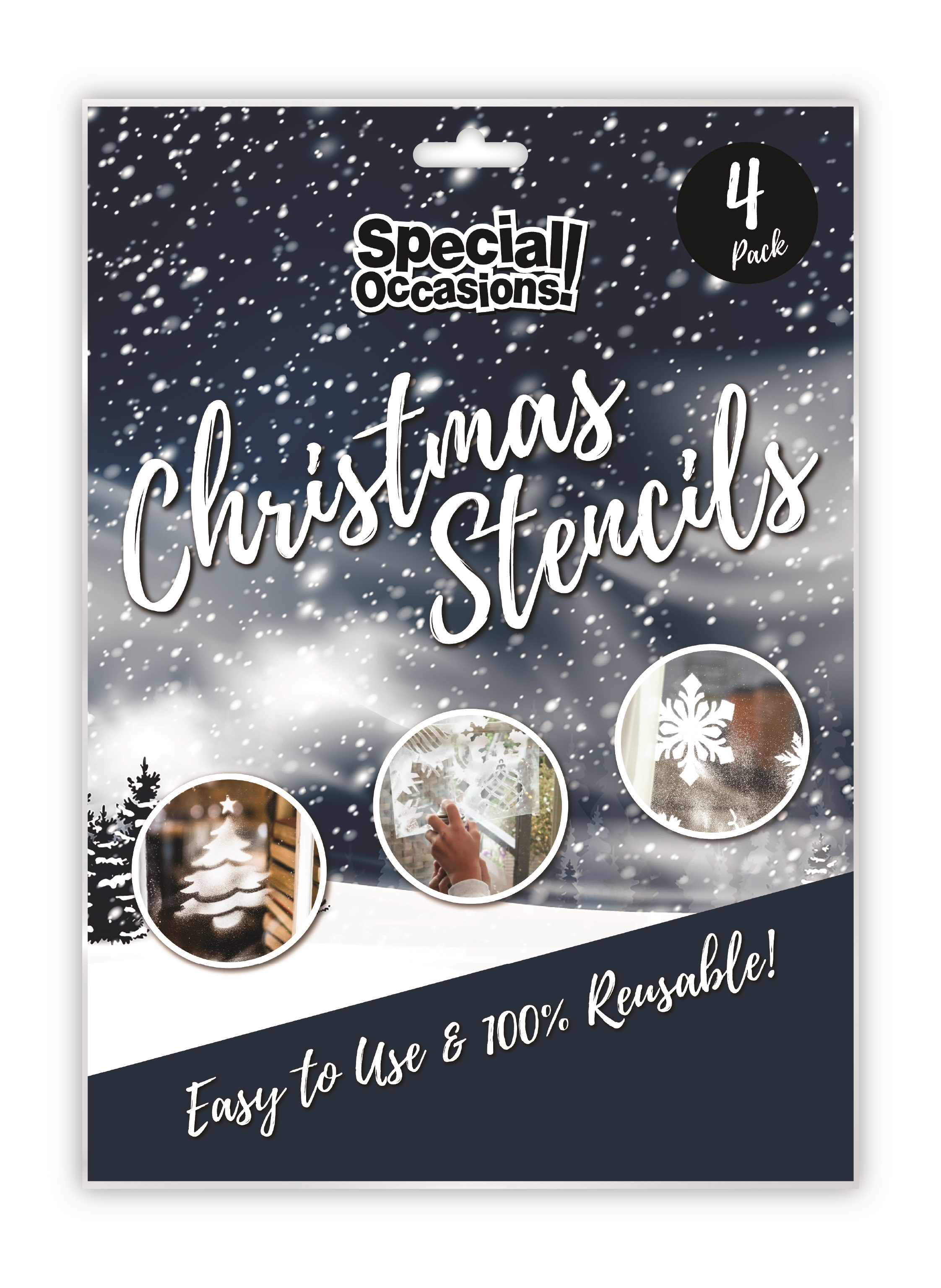 CHRISTMAS WINDOW STENCILS 4`s H/pk [Splittable]