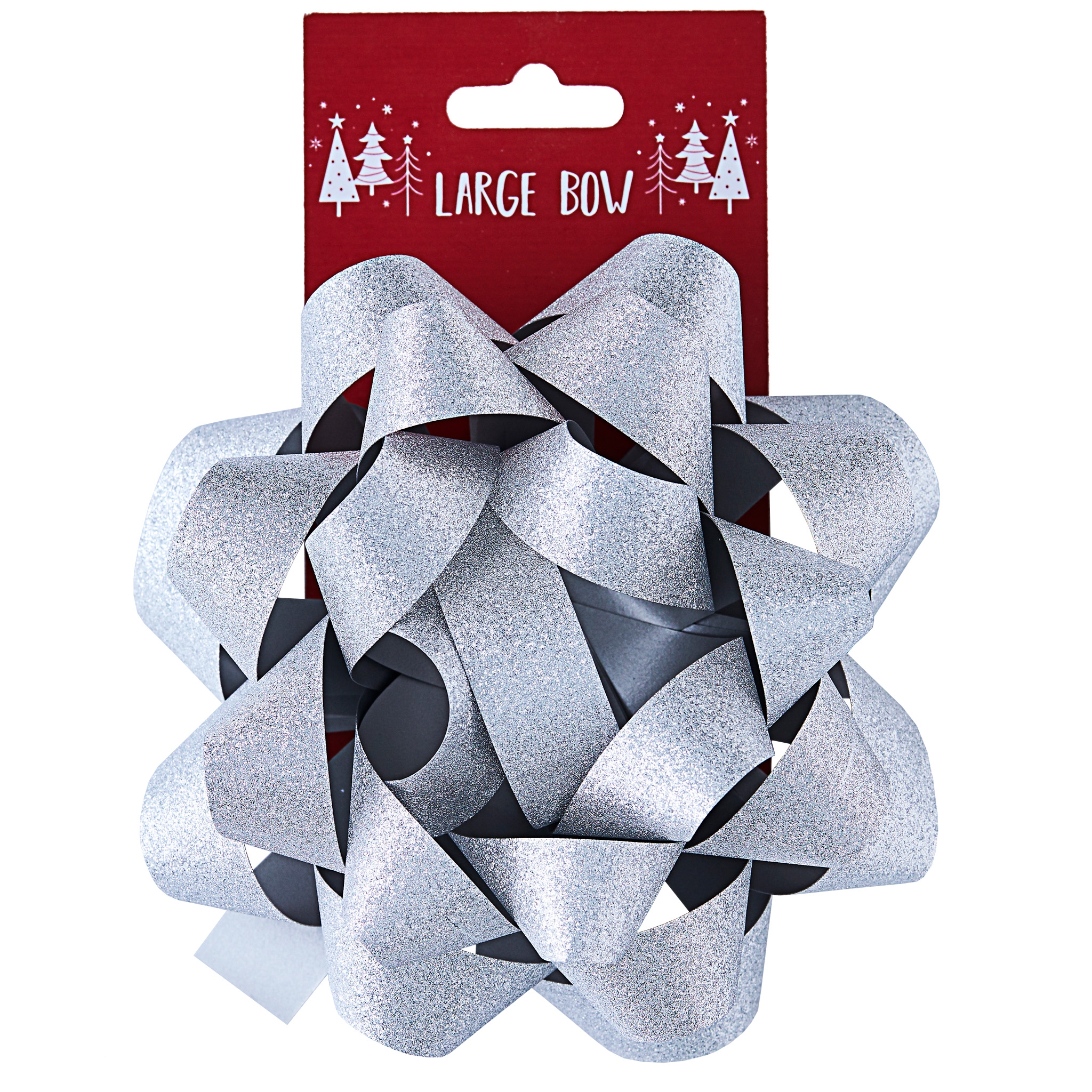 BOW,Luxury Silver Glitter 15cm I/cd [Packs Only]