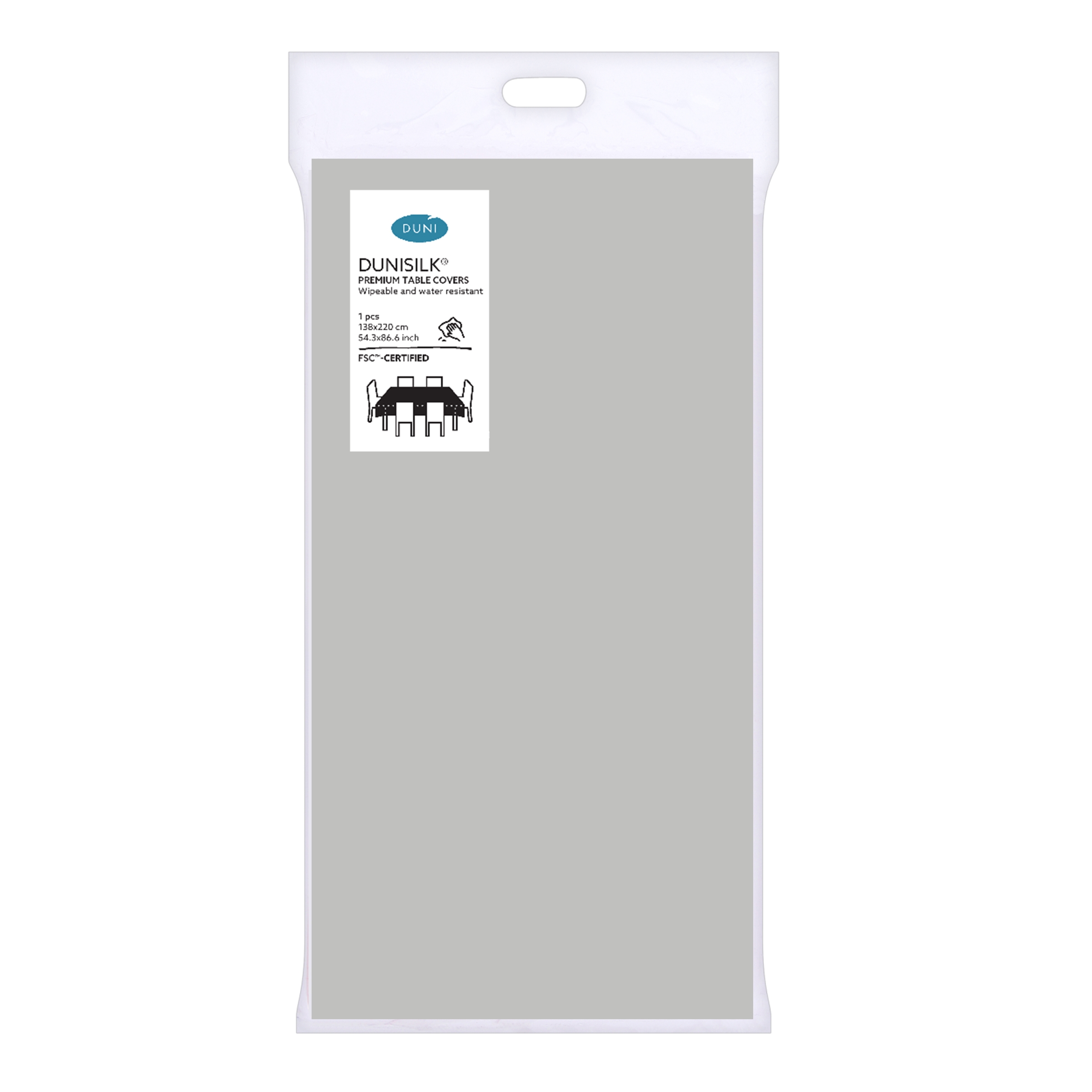 TABLECOVER,Silver, Premium Water Resistant 138x220cm H/pk [Splittable]