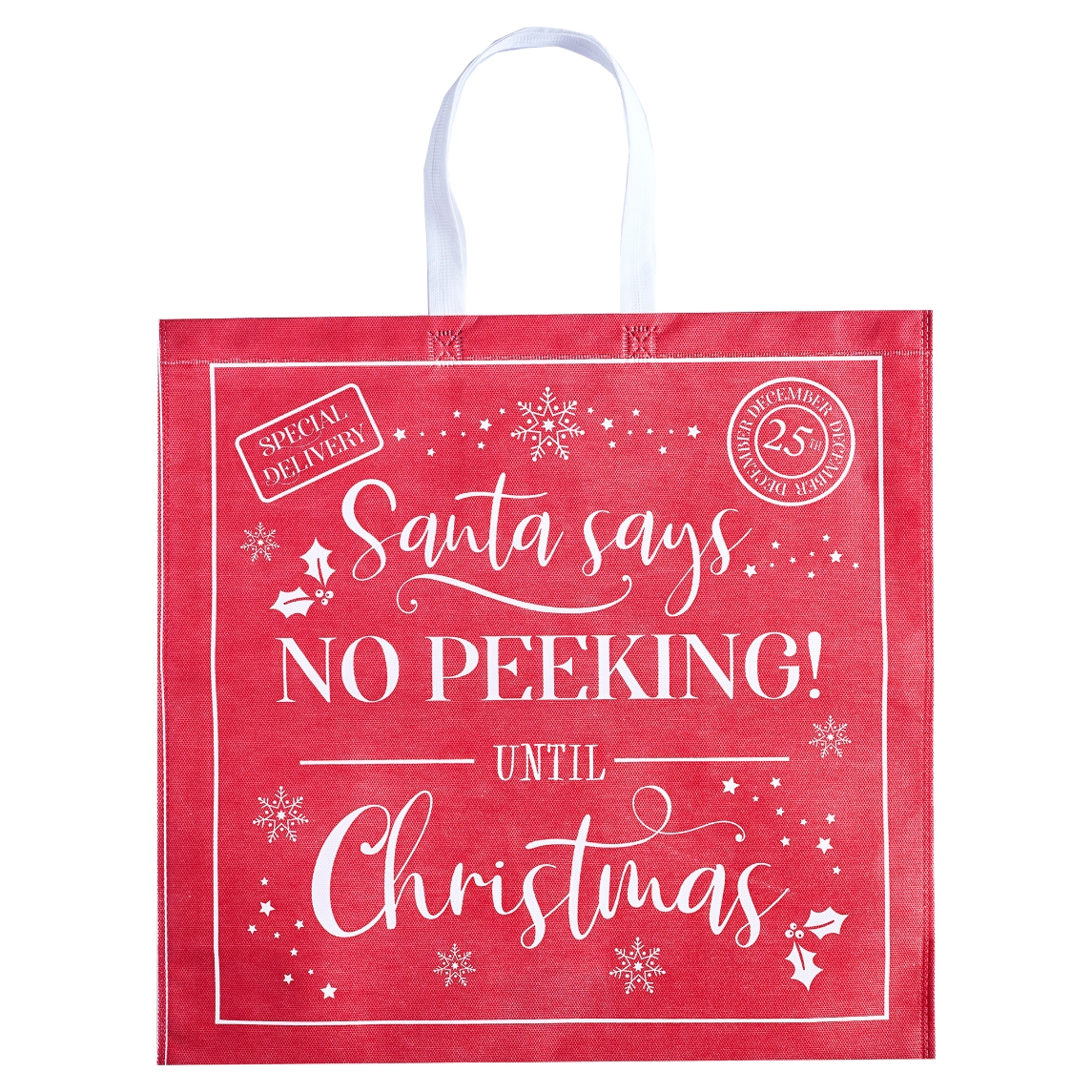 GIFT BAG,Non Woven Santa Text (Jumbo) 45 x 50cm [Packs Only]