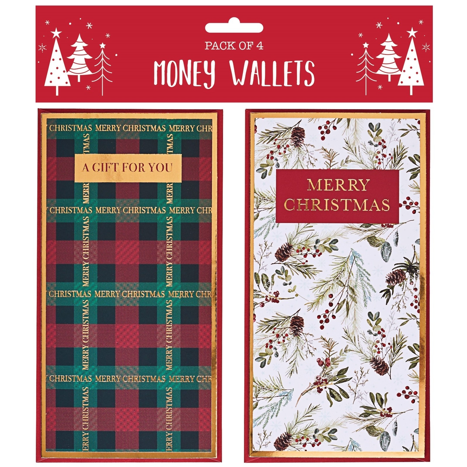 XMAS MONEY WALLETS,Traditional 4`s [Packs Only]