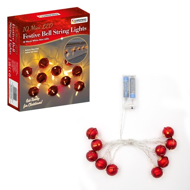 10 LED Red Bell String Lights [Packs Only]
