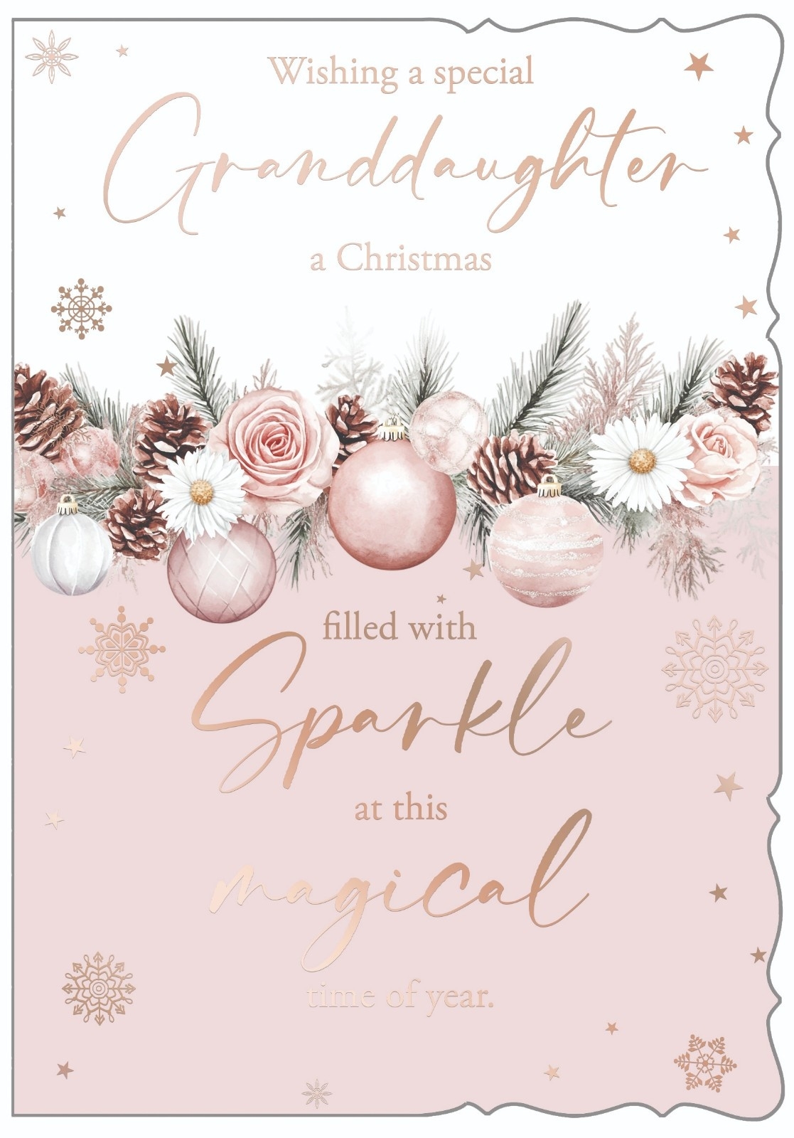 XMAS CARDS,Granddaughter, Floral Garland & Text [Packs Only]
