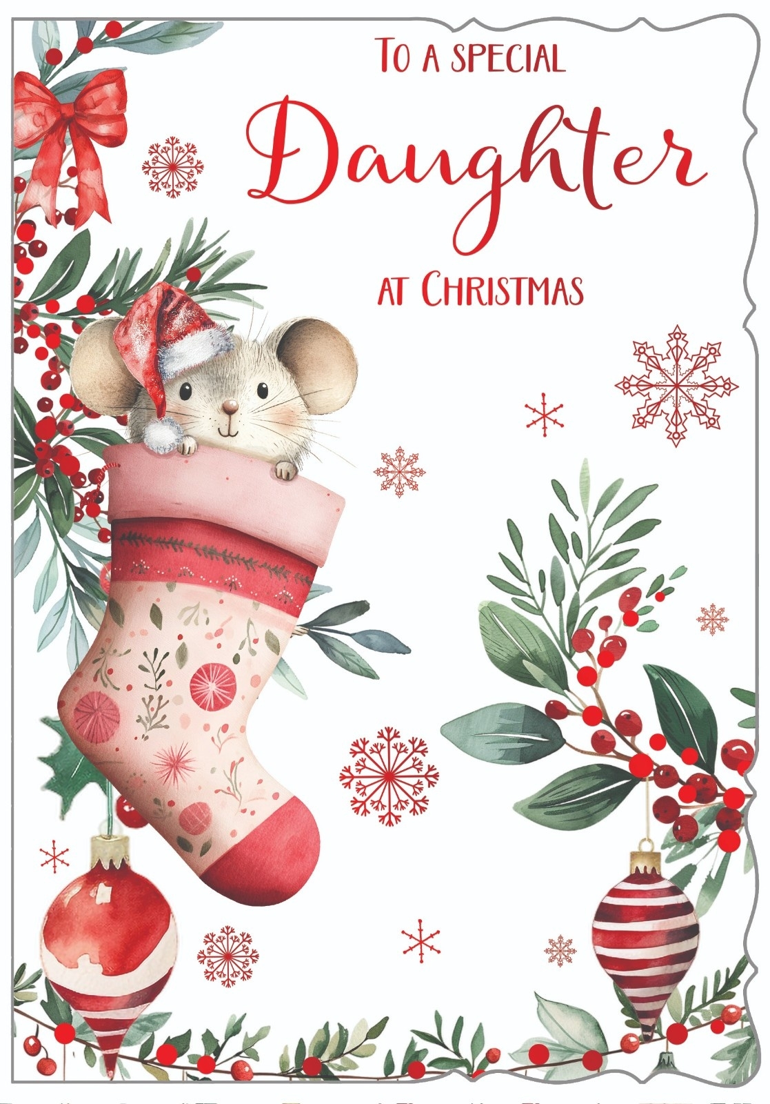 XMAS CARDS,Daughter, Mouse in Stocking [Packs Only]