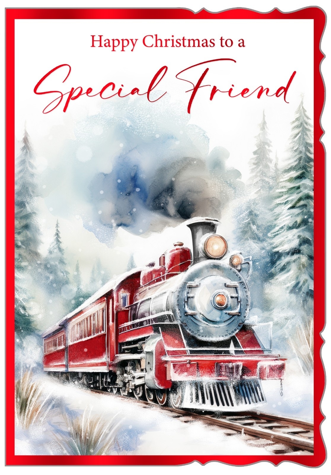 XMAS CARDS,Special Friend, Train Through Snowy Forest [Packs Only]