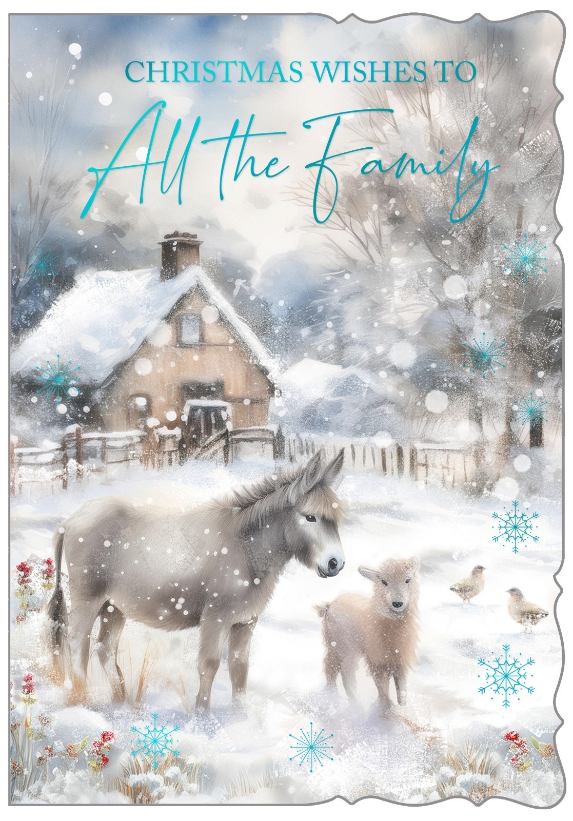 XMAS CARDS,To All the Family, Donkey, Sheep & Ducks [Packs Only]