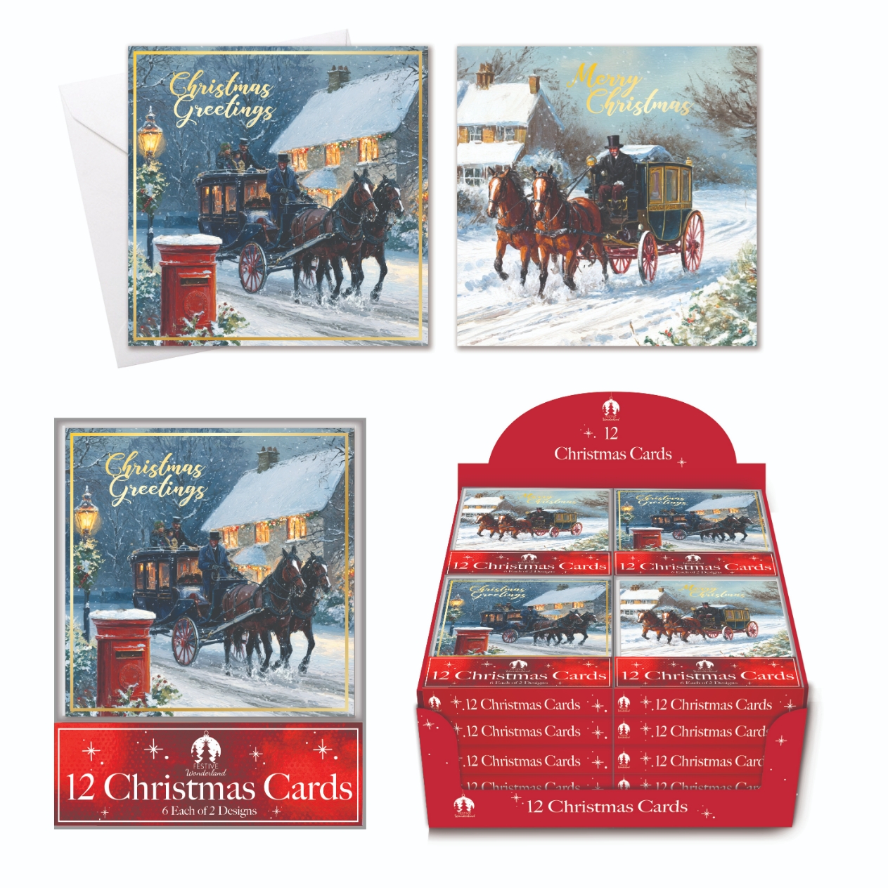 BOXED CARDS,Coach & Horses 12`s CDU [Splittable]