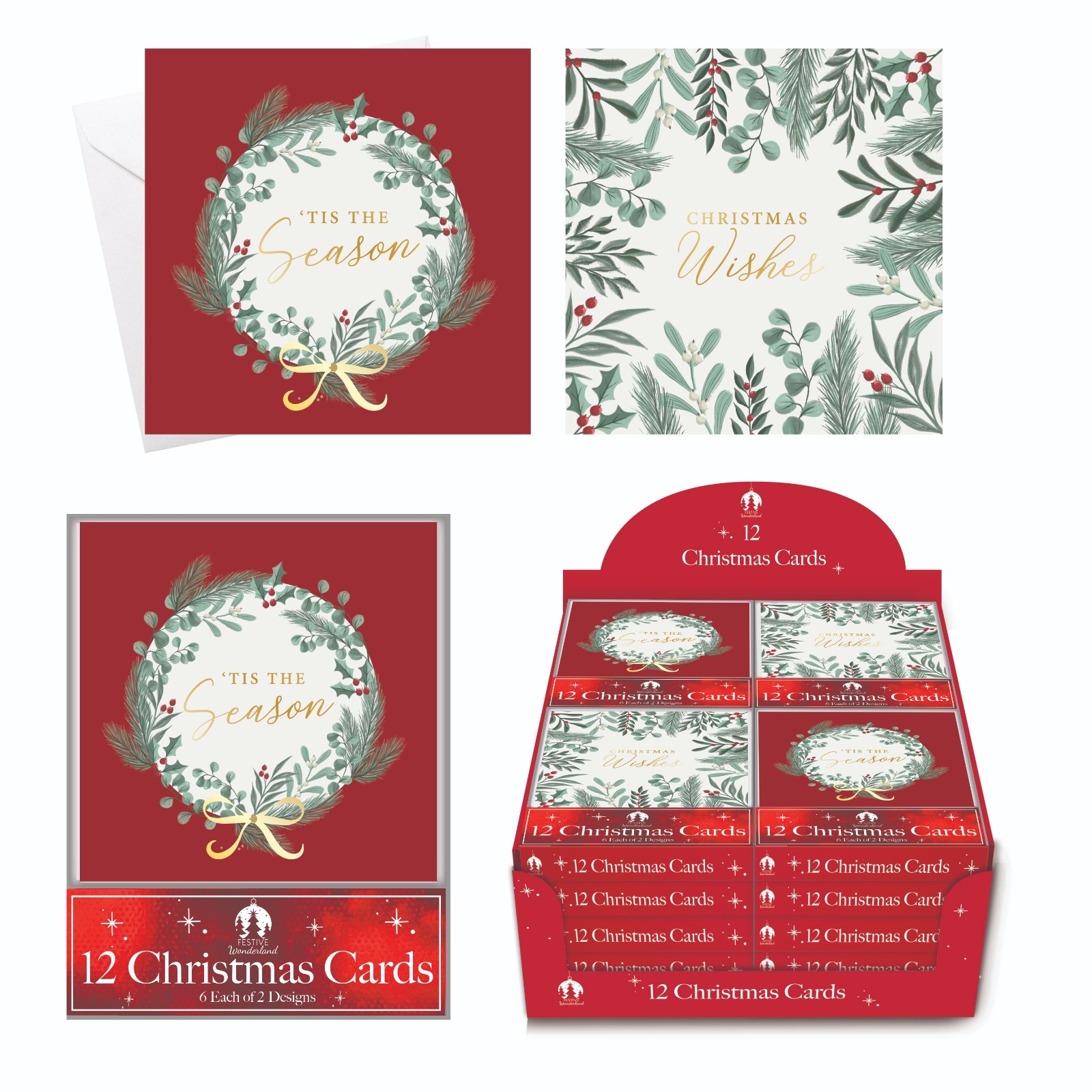 BOXED CARDS,Wreath & Foliage Square 12`s [Splittable]