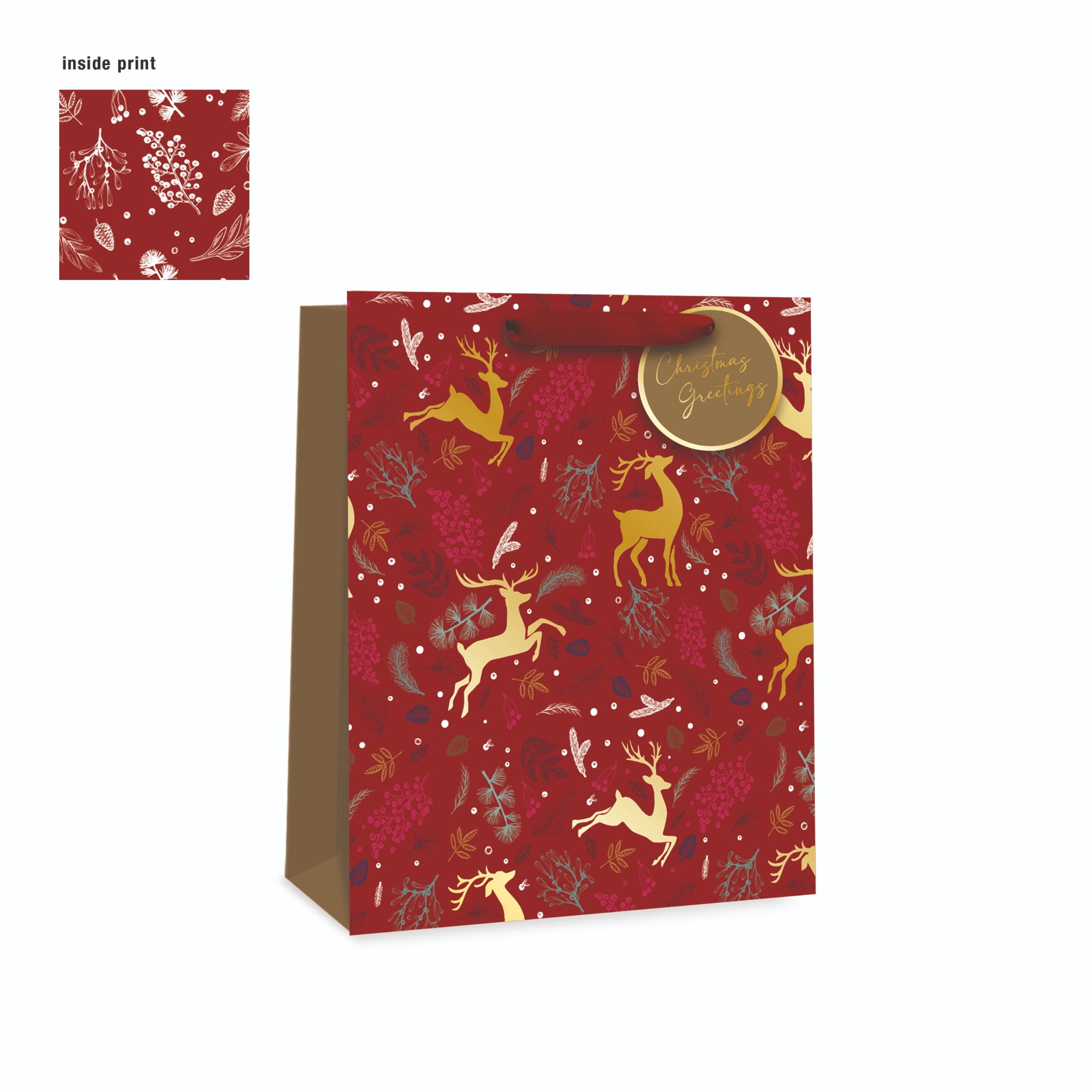 GIFT BAG,Reindeer Pattern (Large) [Packs Only]