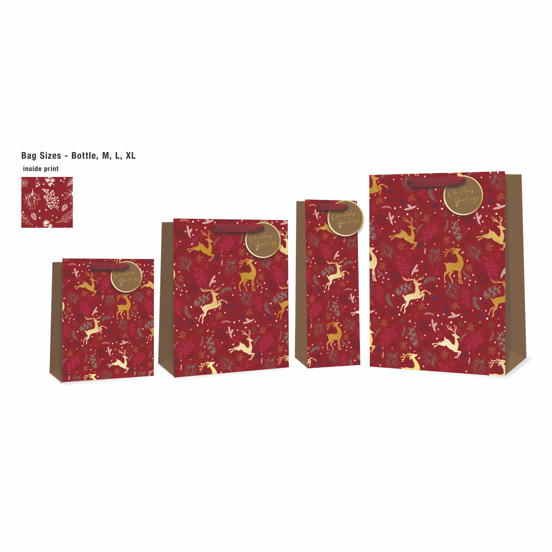 GIFT BAG,Reindeer Pattern (Medium) [Packs Only]