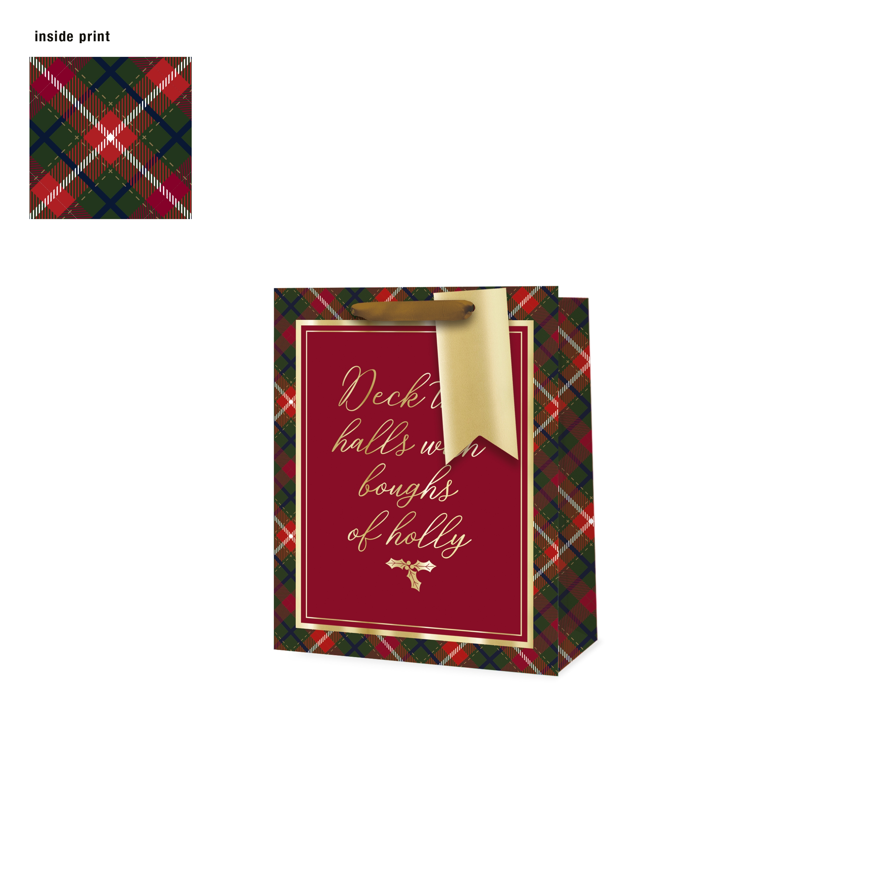 GIFT BAG,Tartan Text (Medium) [Packs Only]