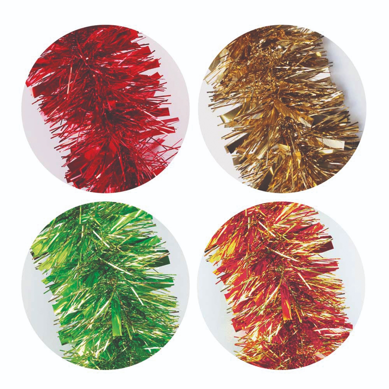 TINSEL,Traditional Assorted 100mm x 2m H/pk [Packs Only]