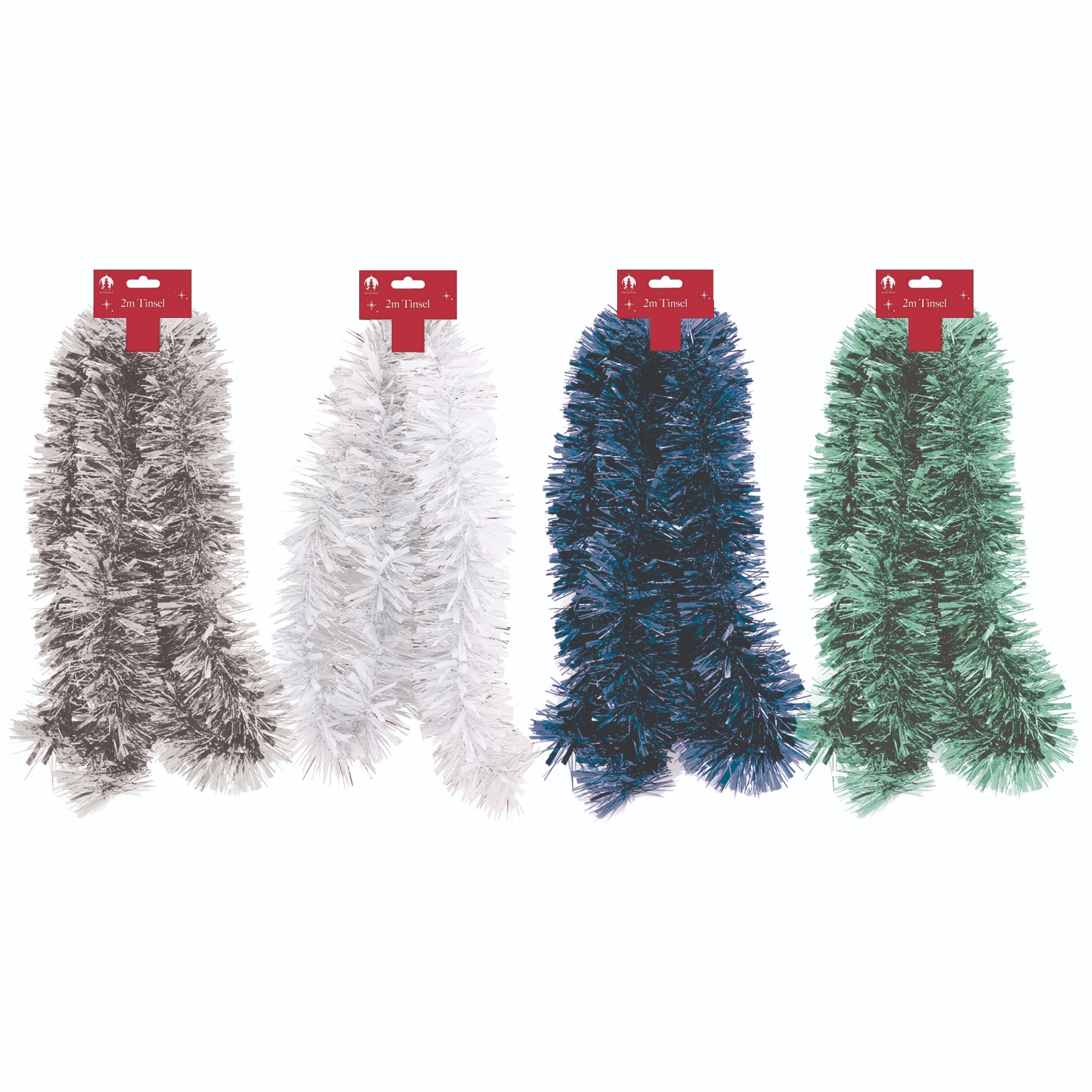 TINSEL,Forest Frost,Silver, White & Blue 100mm x 2m [Packs Only]