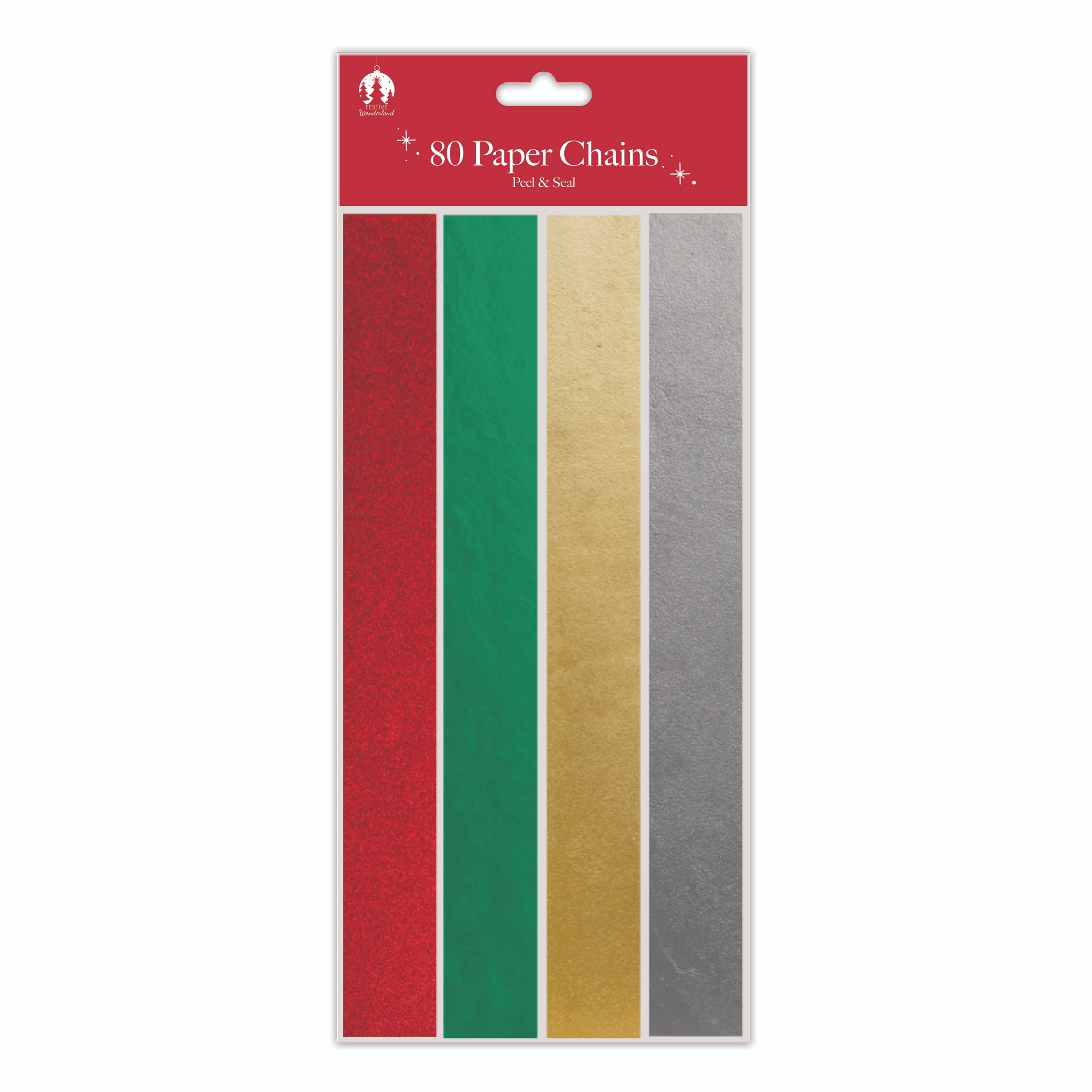 PAPER CHAINS,Foil Party Self Adhesive,80`s H/pk CDU [Packs Only]