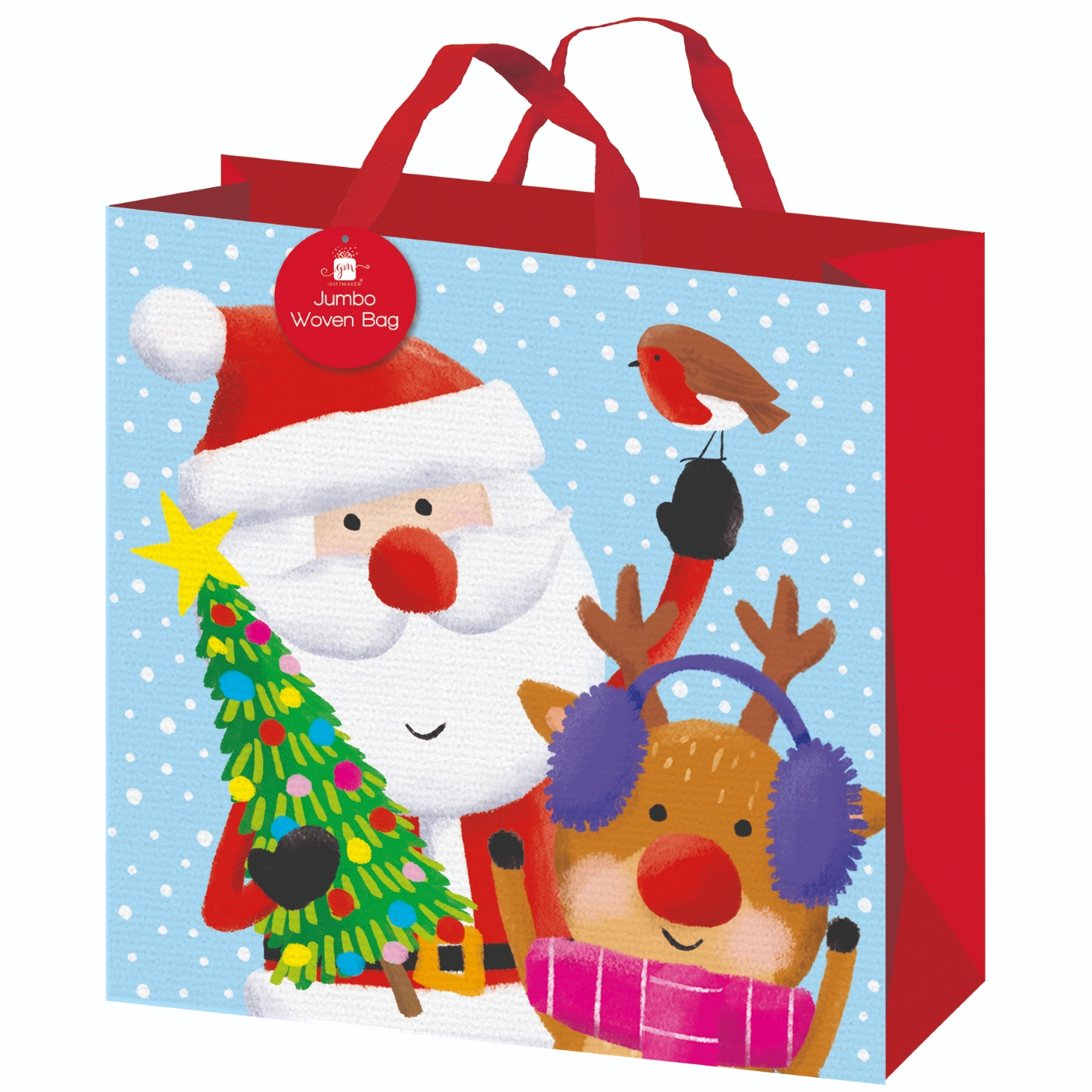 GIFT BAG,Woven Cute Santa (Square) 45 x 45cm [Packs Only]