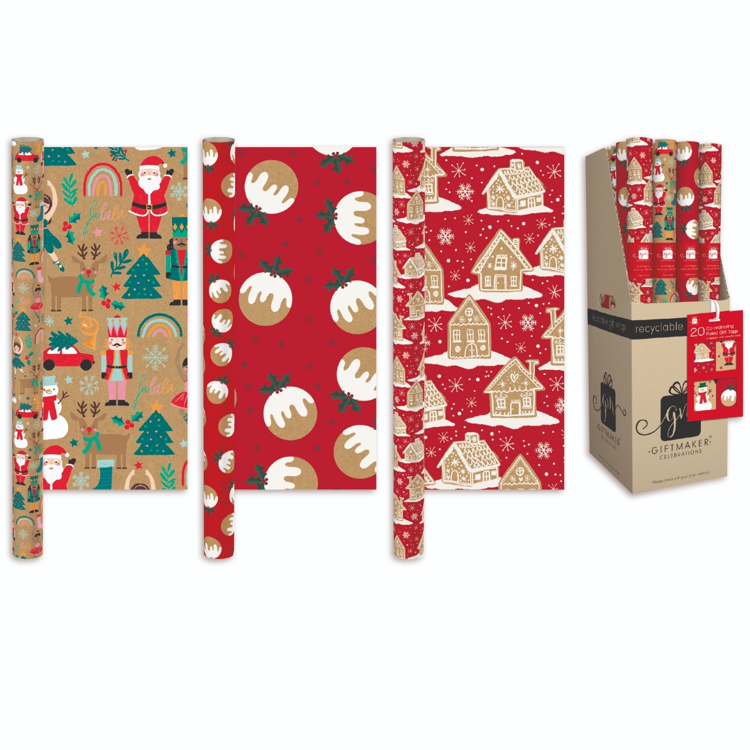 XMAS ROLLWRAP,2m Kraft Festive FDU [Packs Only]
