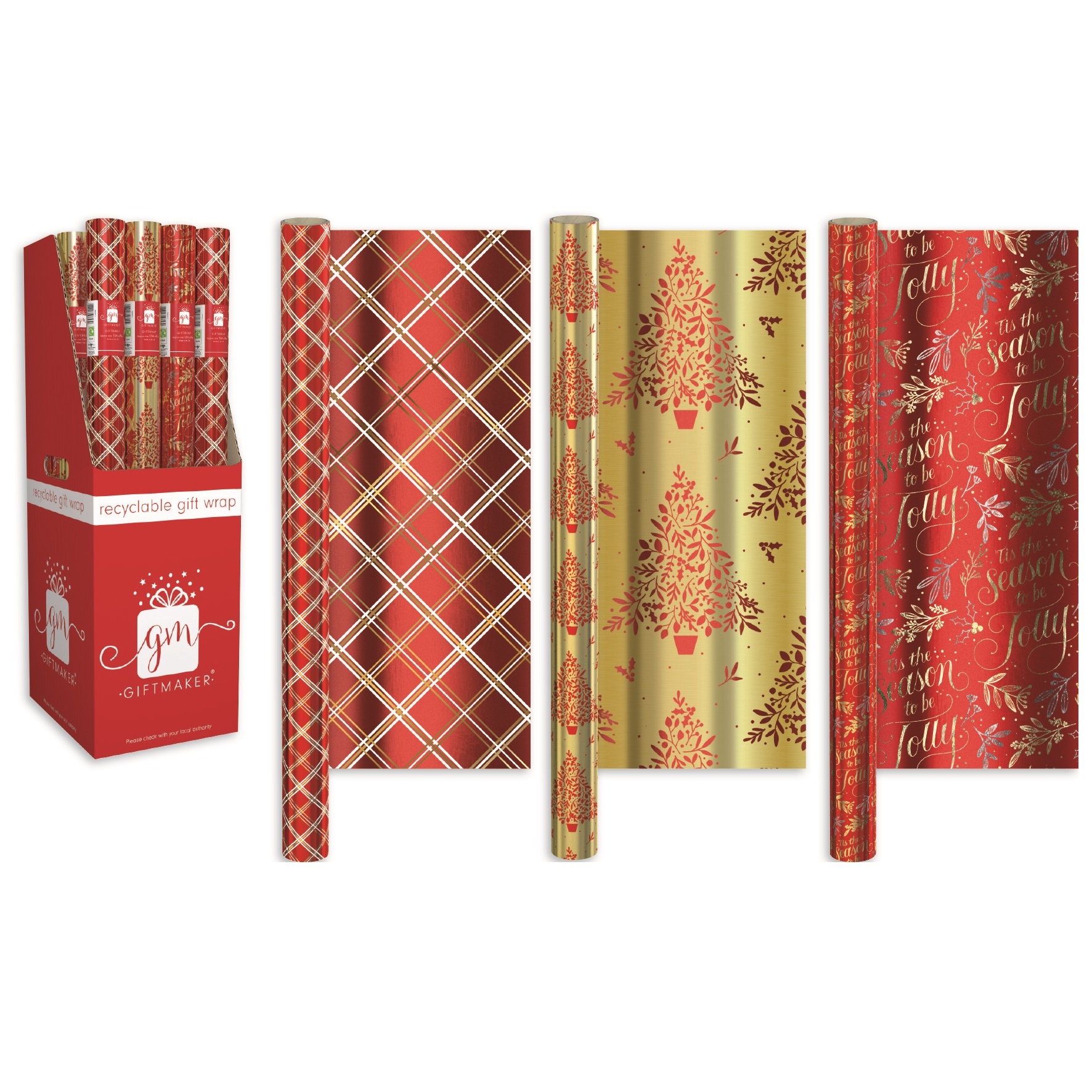 XMAS ROLLWRAP,1.5m Foil Christmas Traditions FDU [Packs Only]