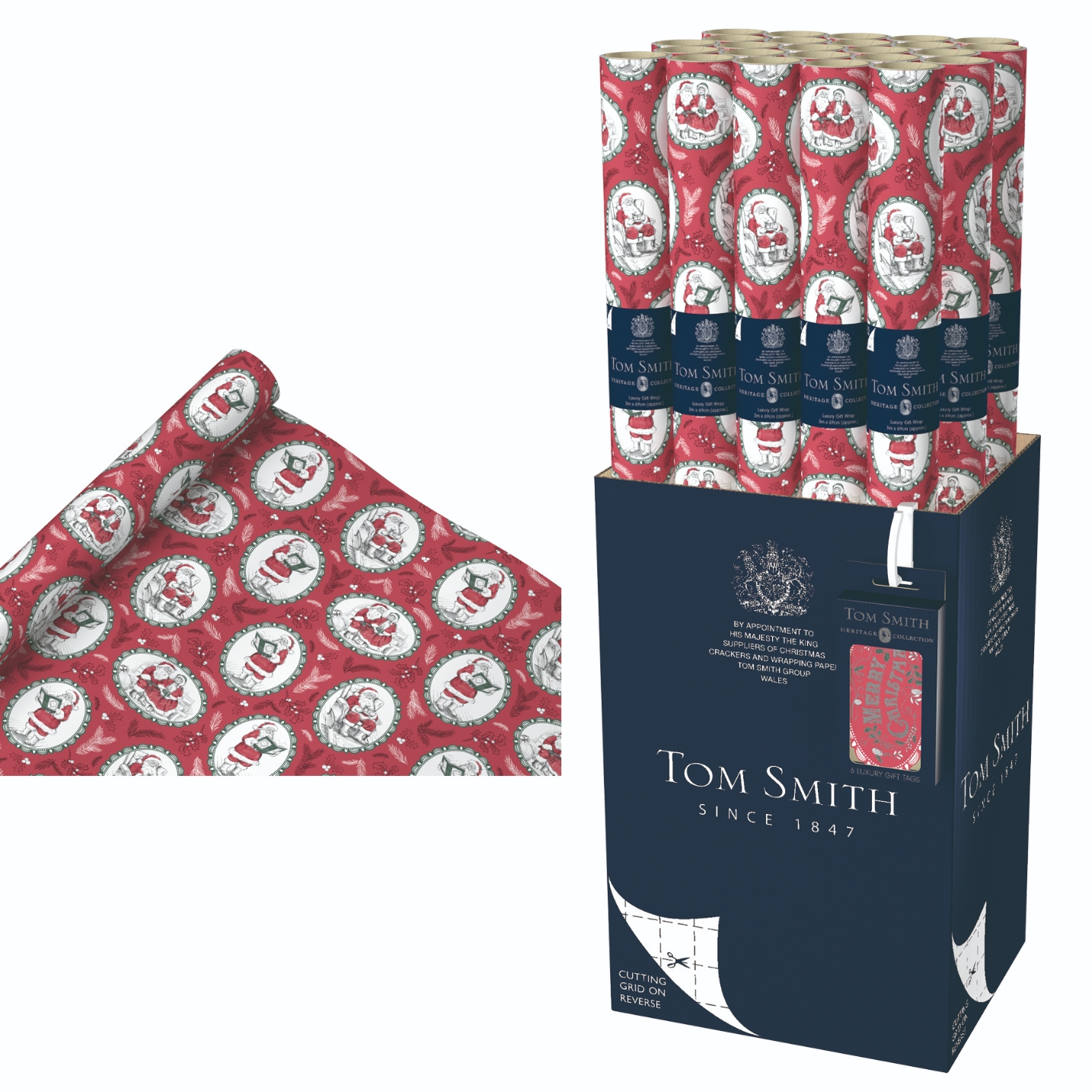 XMAS ROLLWRAP,3m Luxury Kraft Classic Santa [Packs Only]