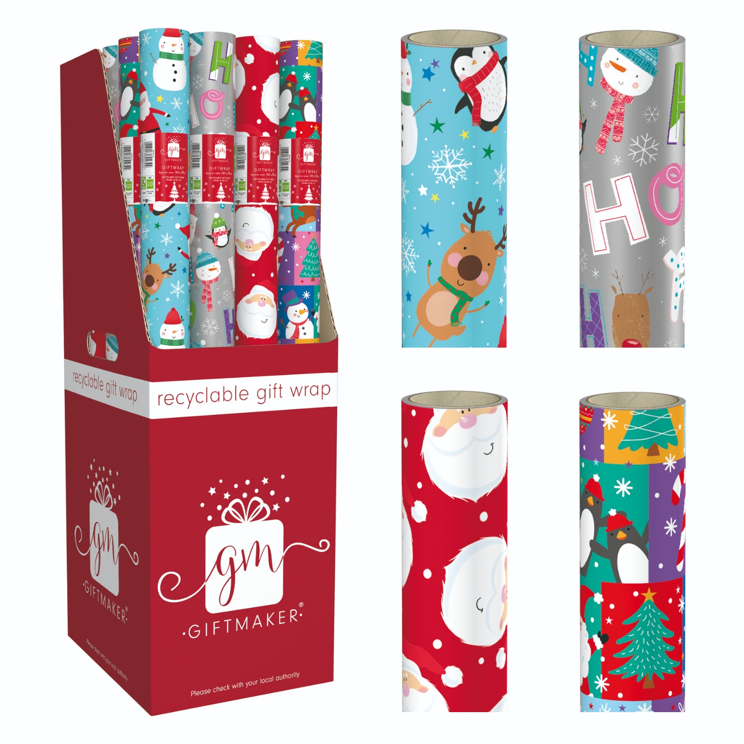 XMAS ROLLWRAP,4m Santa & Friends FDU [Packs Only]