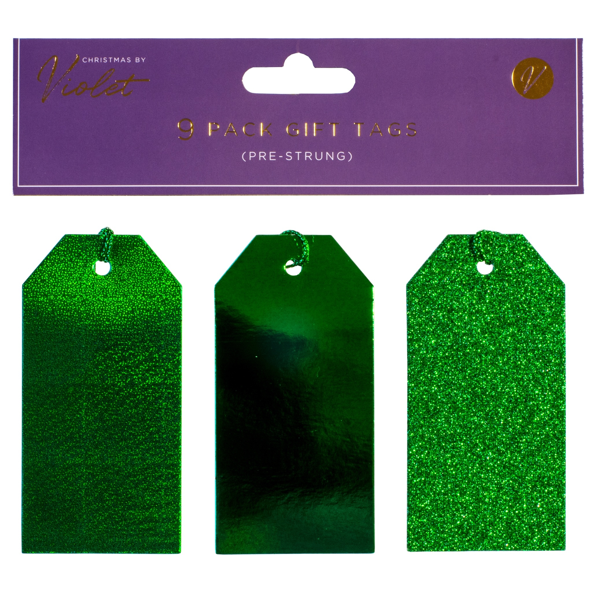XMAS TAGS,Green 9`s H/pk [Packs Only]