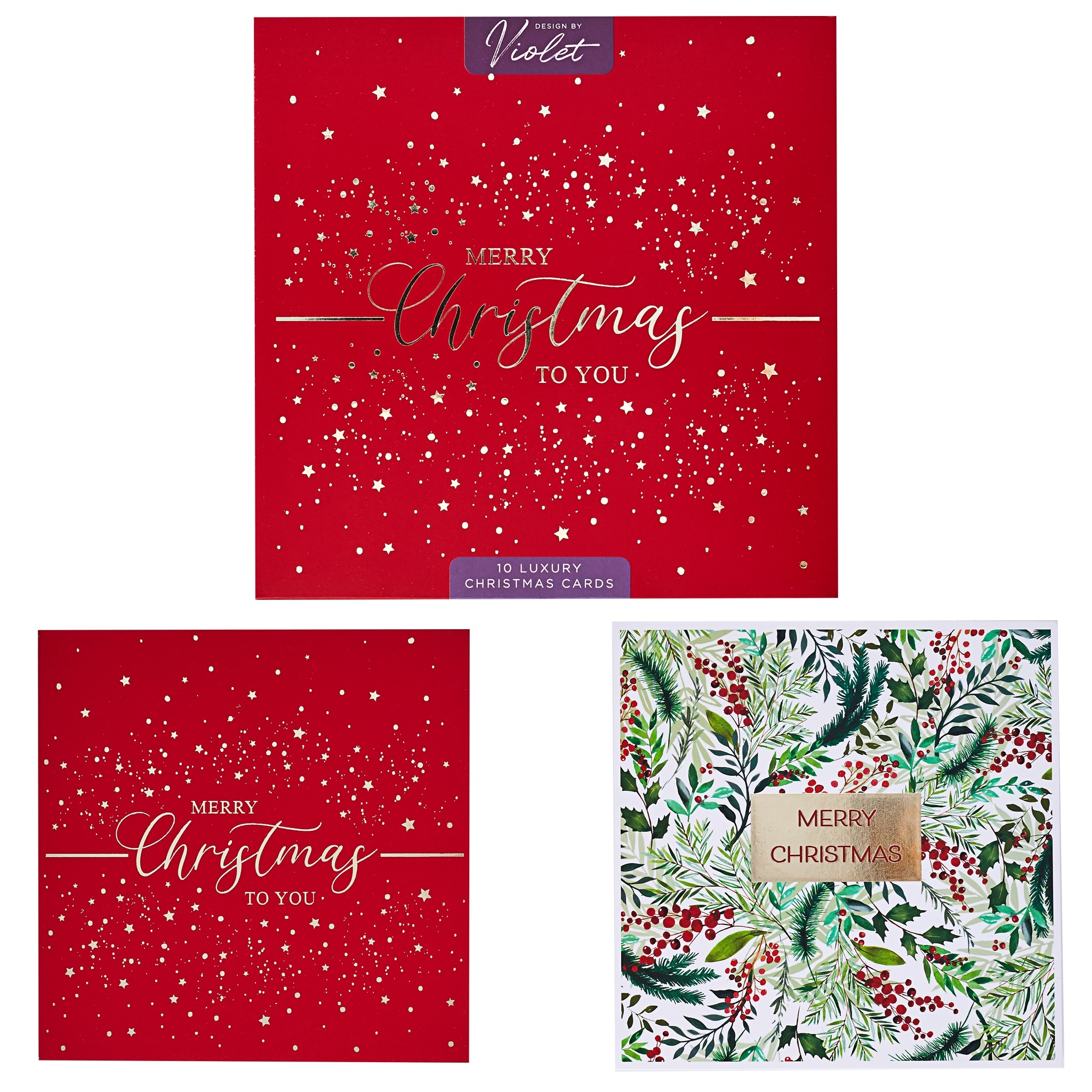 BOXED CARDS,Luxury Merry Christmas 10`s 2 Assorted [Splittable]