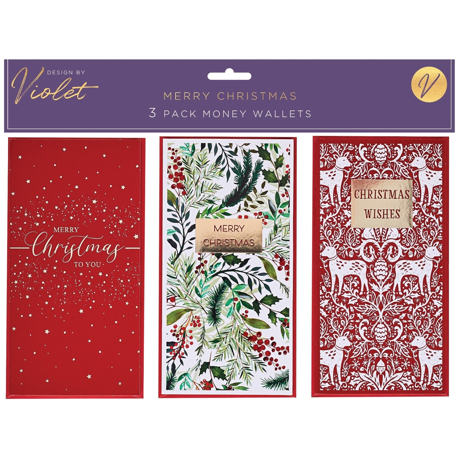 XMAS MONEY WALLETS,Merry Christmas 3`s [Packs Only]