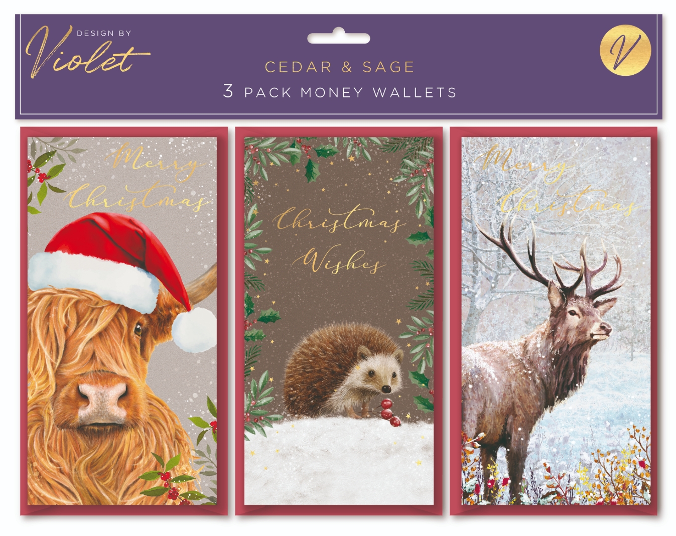 XMAS MONEY WALLETS,Cedar & Sage 3`s [Packs Only]