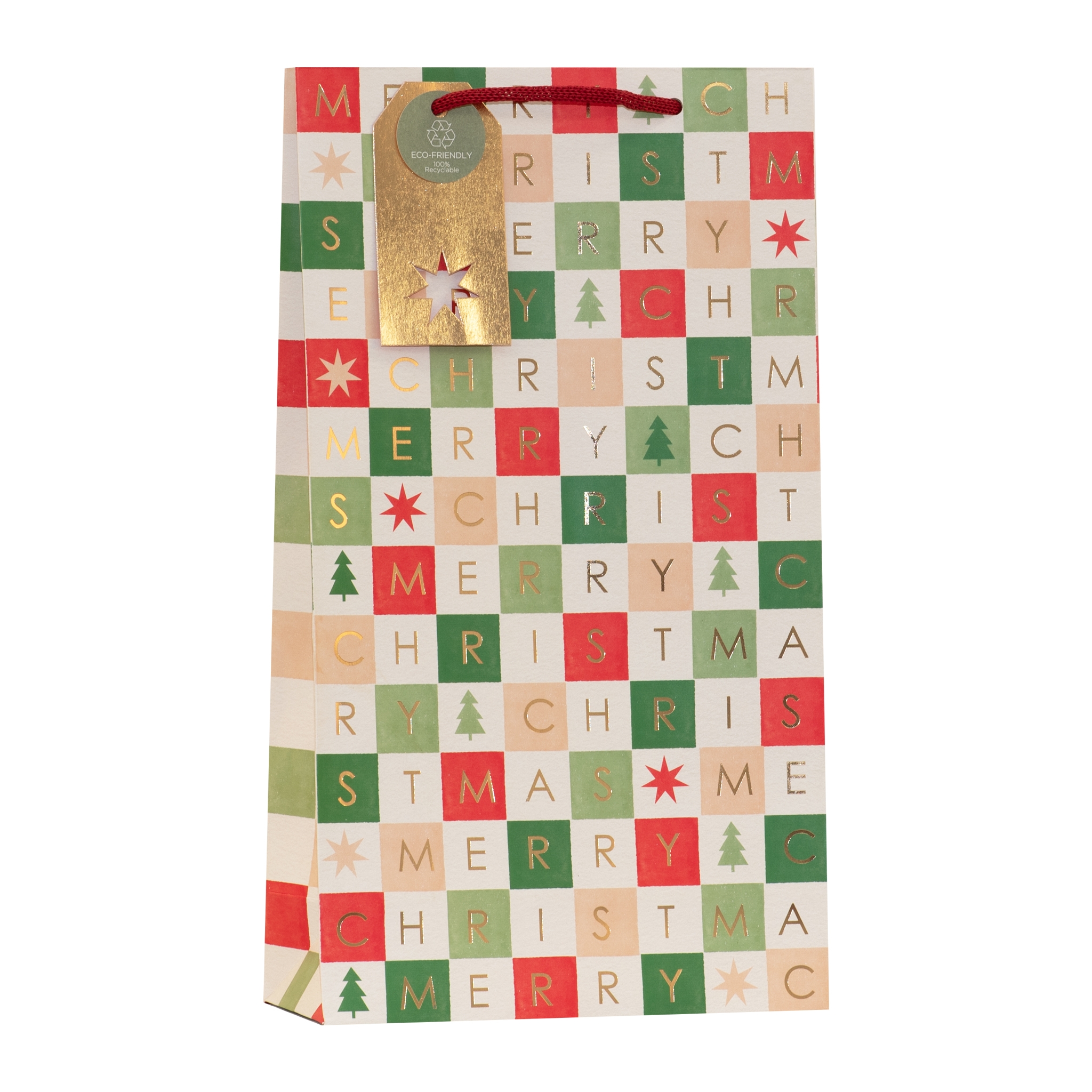 GIFT BAG,Christmas Grid (Double Bottle) [Packs Only]