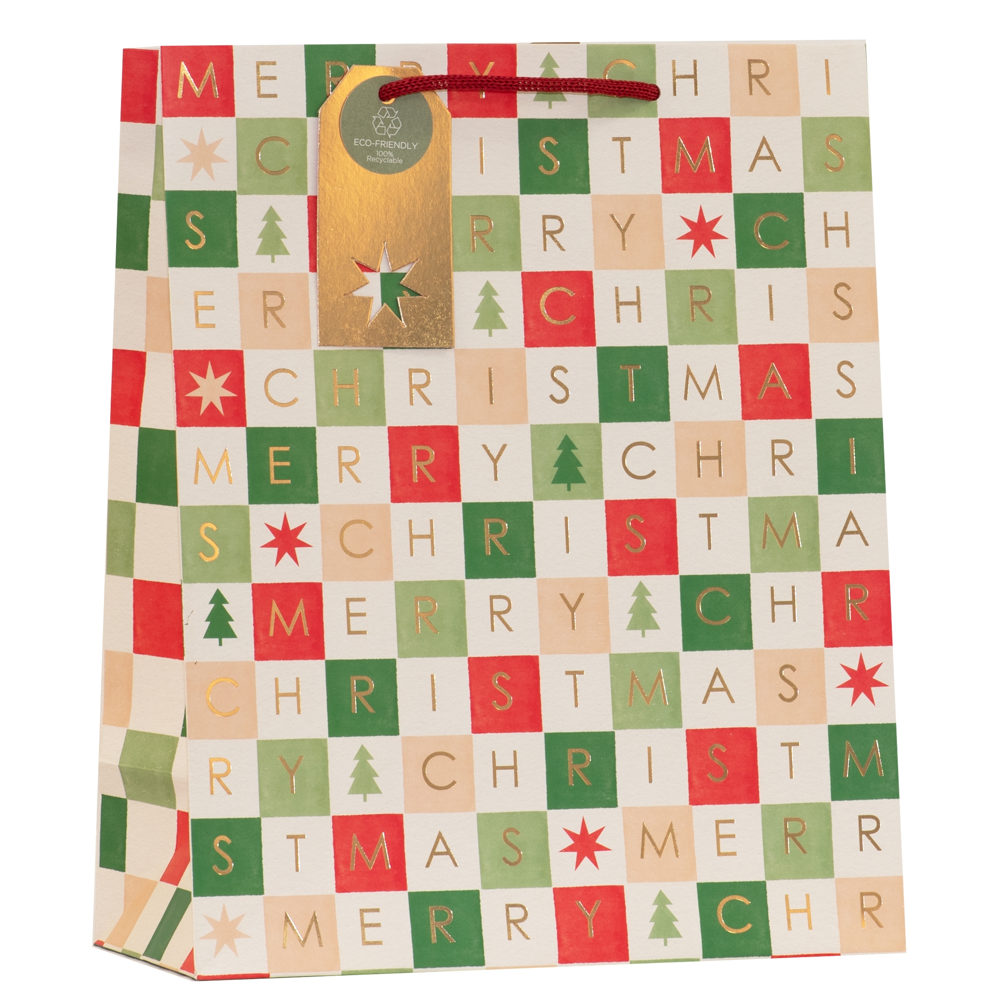 GIFT BAG,Christmas Grid (Large) [Packs Only]