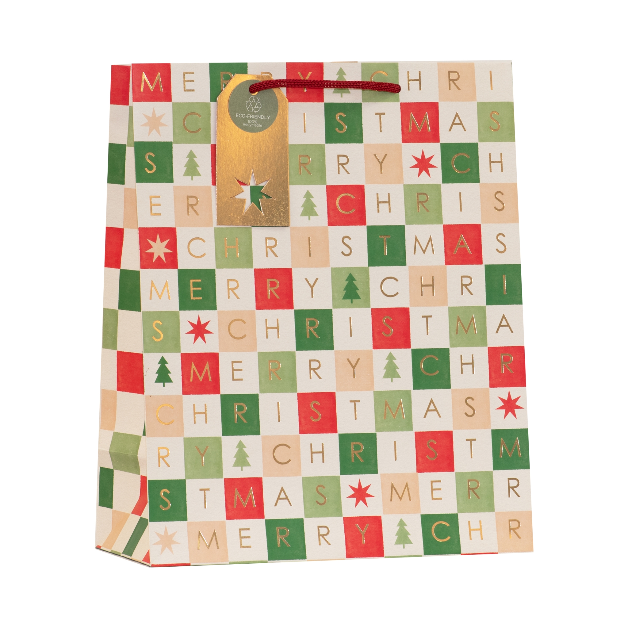 GIFT BAG,Christmas Grid (Medium) [Packs Only]