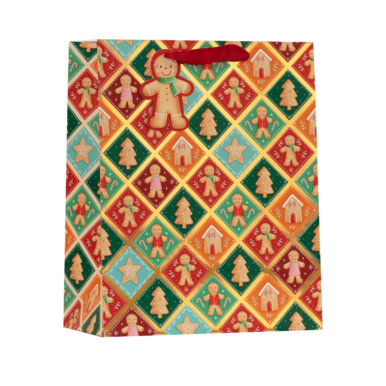 GIFT BAG,Patchwork Gingerbread (Medium) [Packs Only]