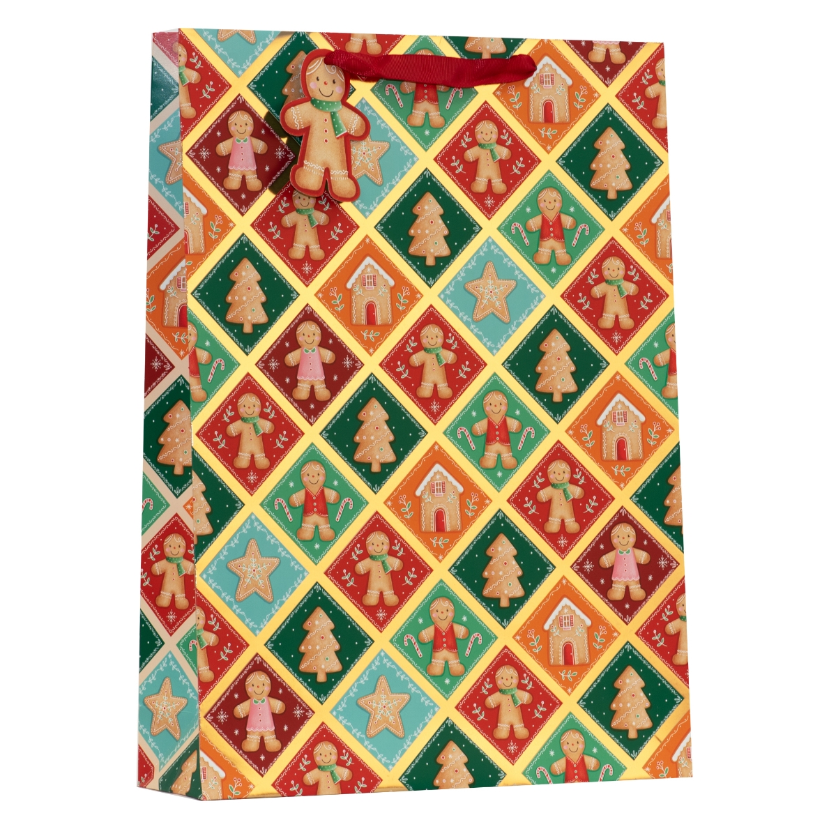 GIFT BAG,Patchwork Gingerbread (Extra Large) [Packs Only]