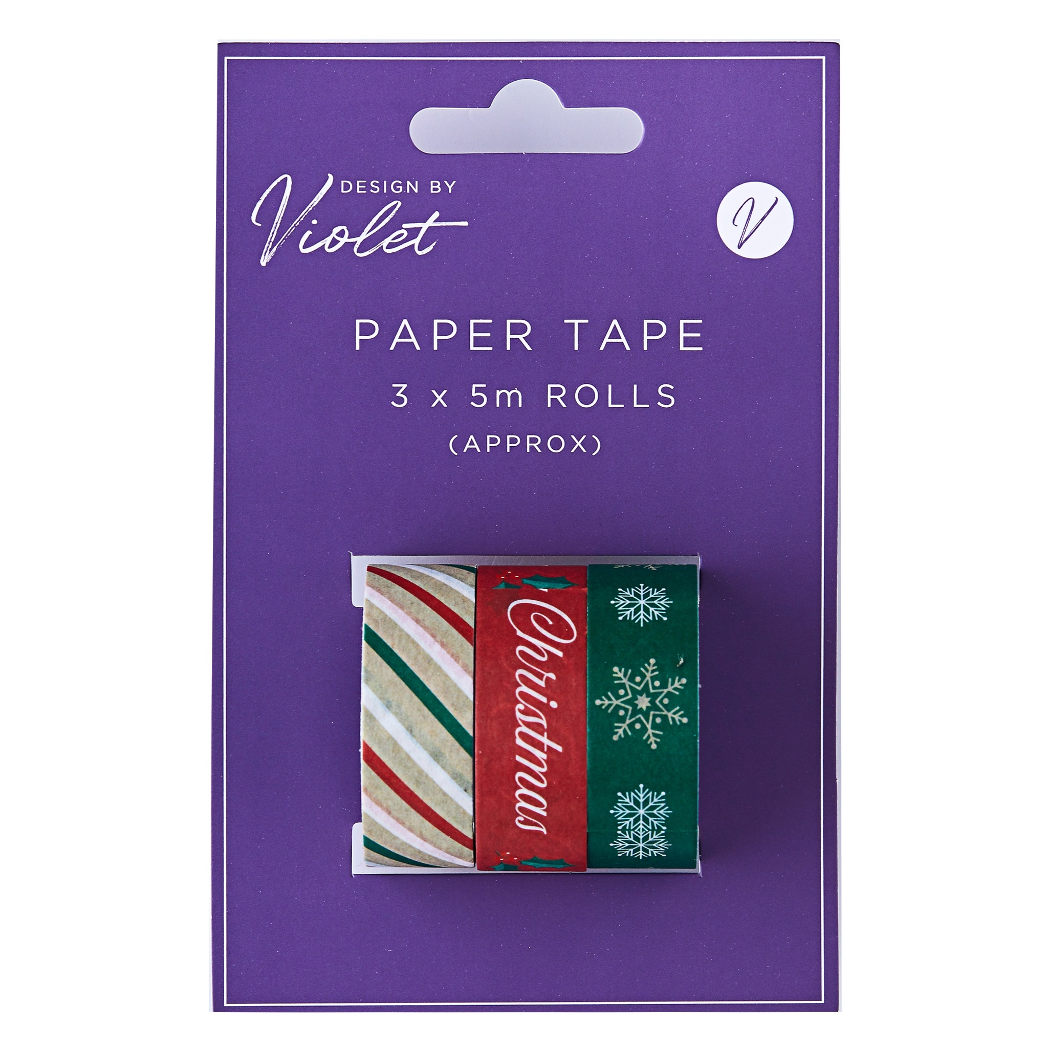 XMAS TAPE,Paper 5m Traditional Christmas 3`s [Splittable]