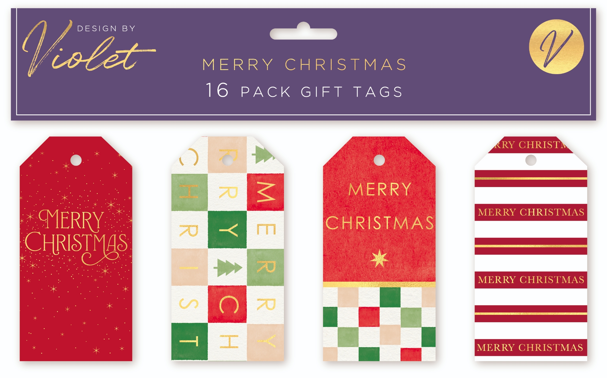 XMAS TAGS,Merry Christmas 16`s H/Pk [Packs Only]