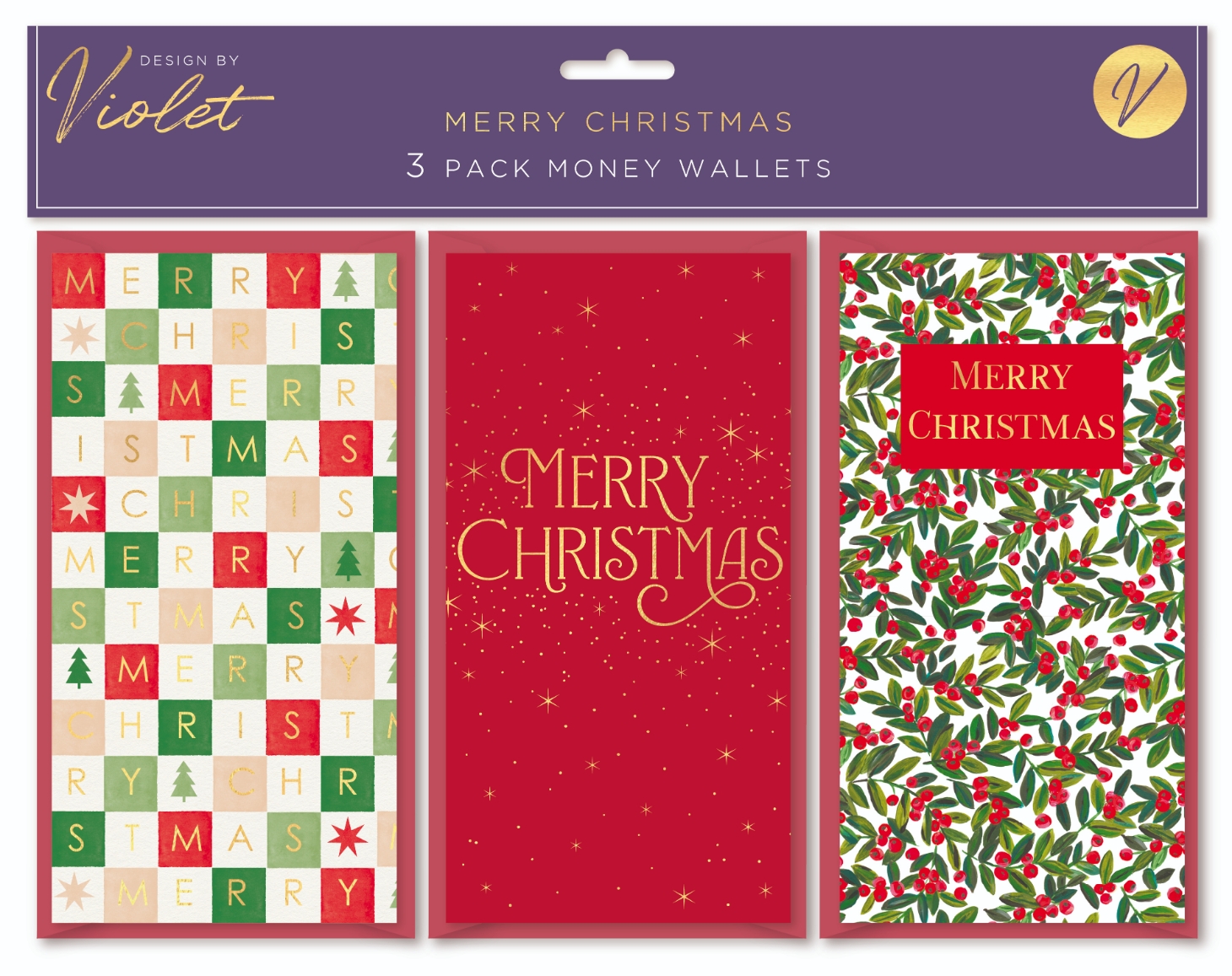 XMAS MONEY WALLETS,Merry Christmas 3`s [Packs Only]