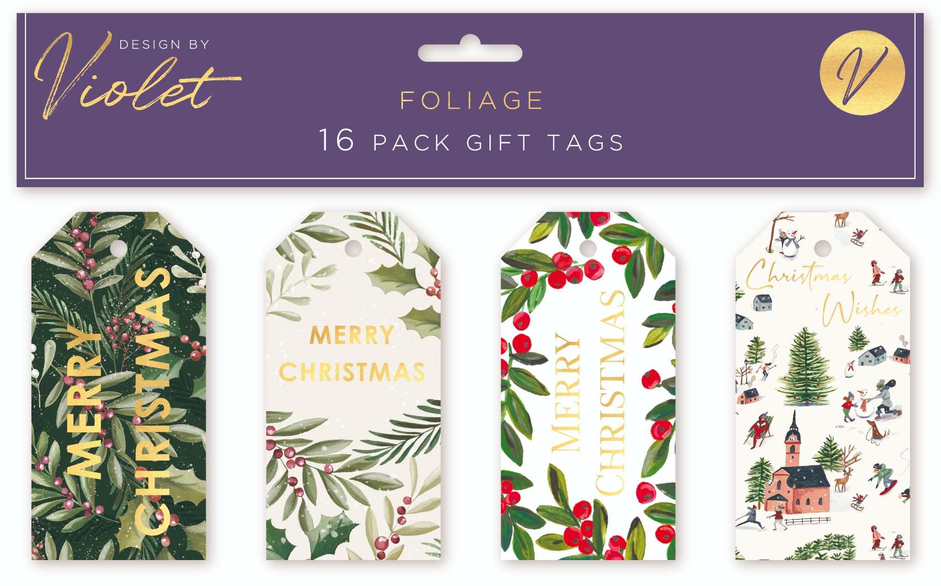 XMAS TAGS,Foliage 16`s H/Pk [Packs Only]