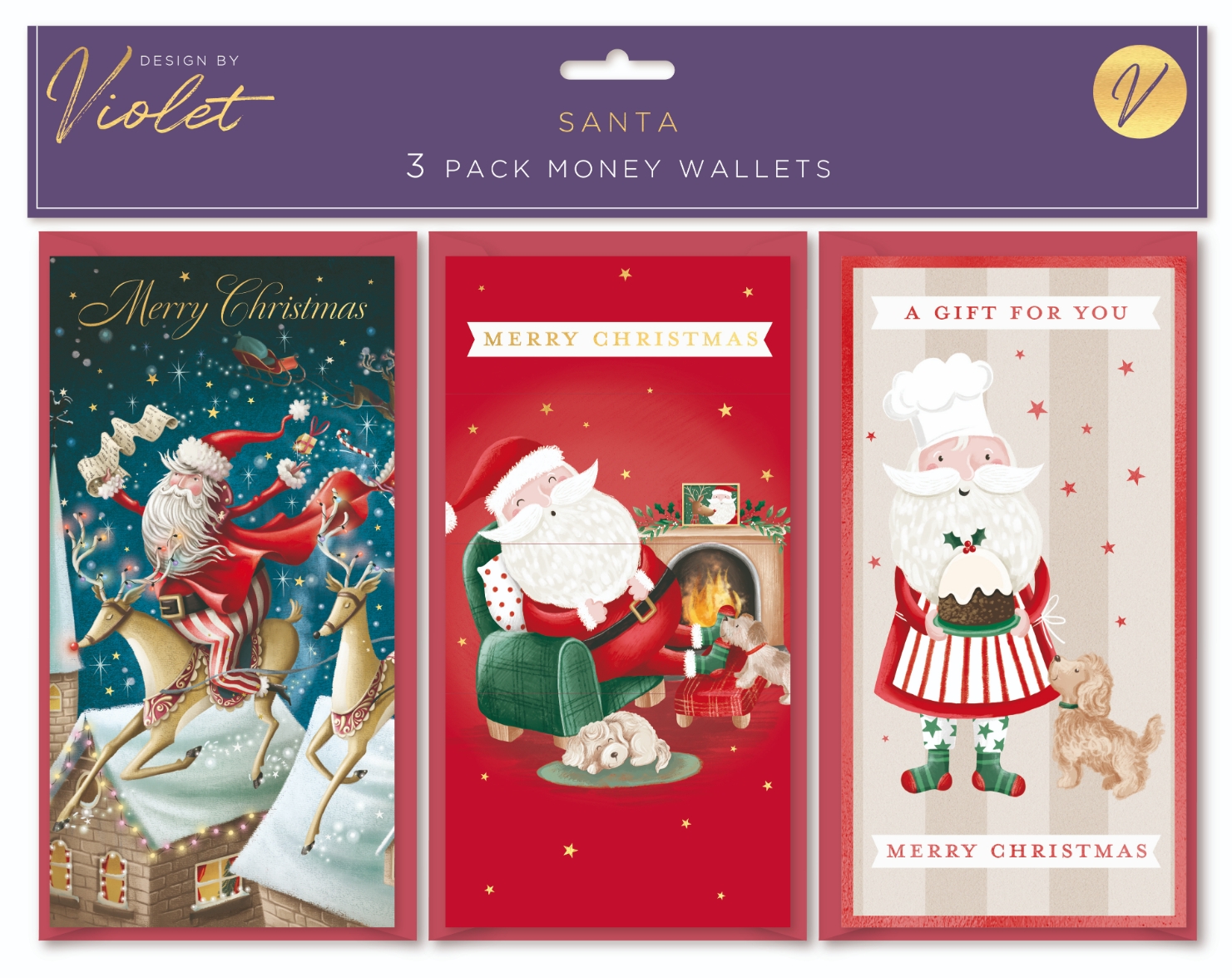 XMAS MONEY WALLETS,Santa 3`s [Packs Only]