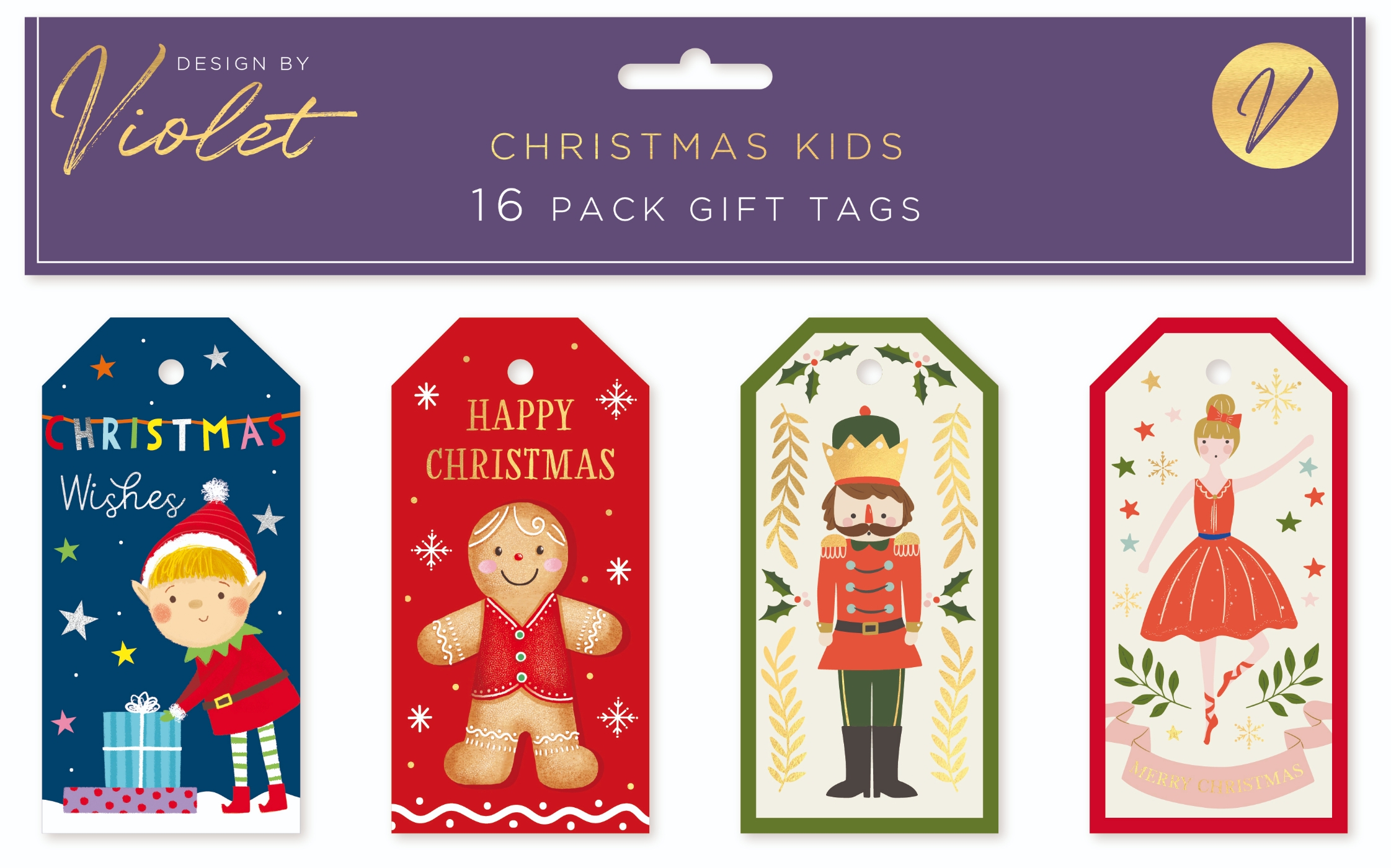 XMAS TAGS,Christmas Kids 16`s H/Pk [Packs Only]