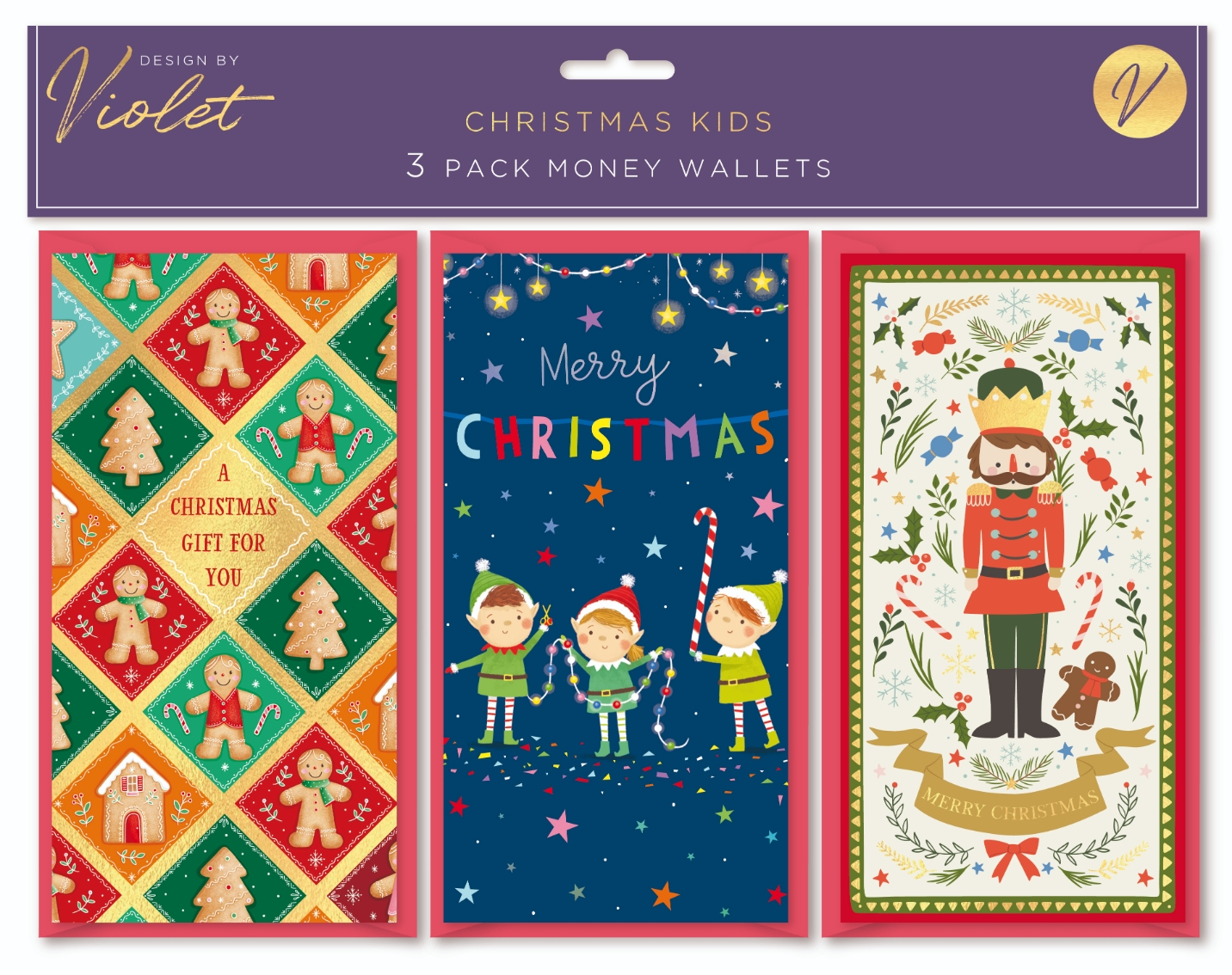 XMAS MONEY WALLETS,Christmas Kids 3`s [Packs Only]