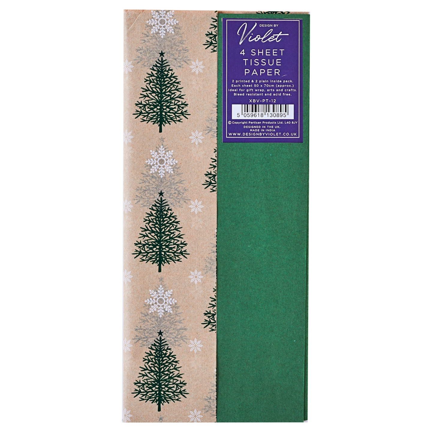 TISSUE PAPER,Xmas Tree/Green 4`s H/pk [Packs Only]