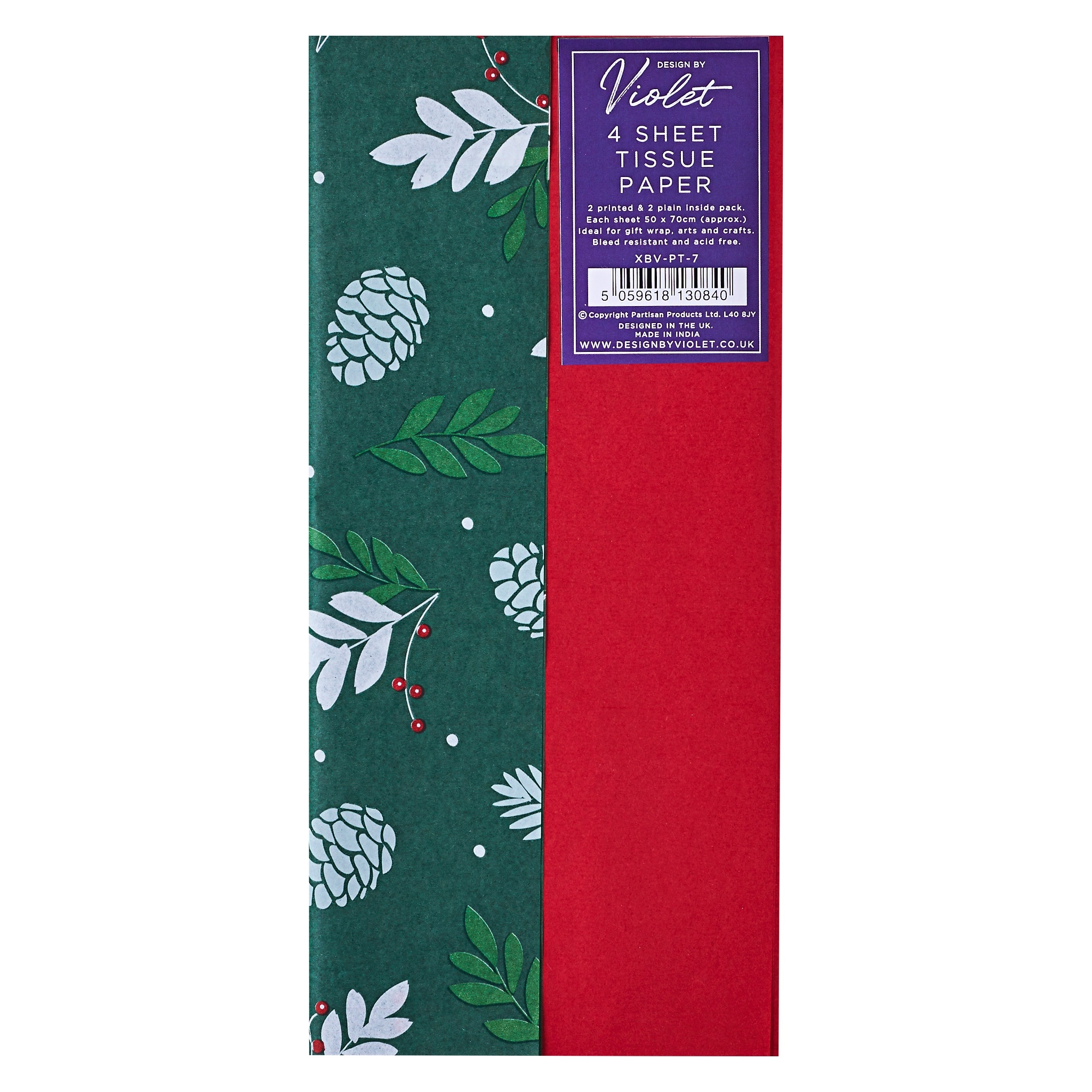 TISSUE PAPER,Xmas Green Pine 4`s H/pk [Packs Only]