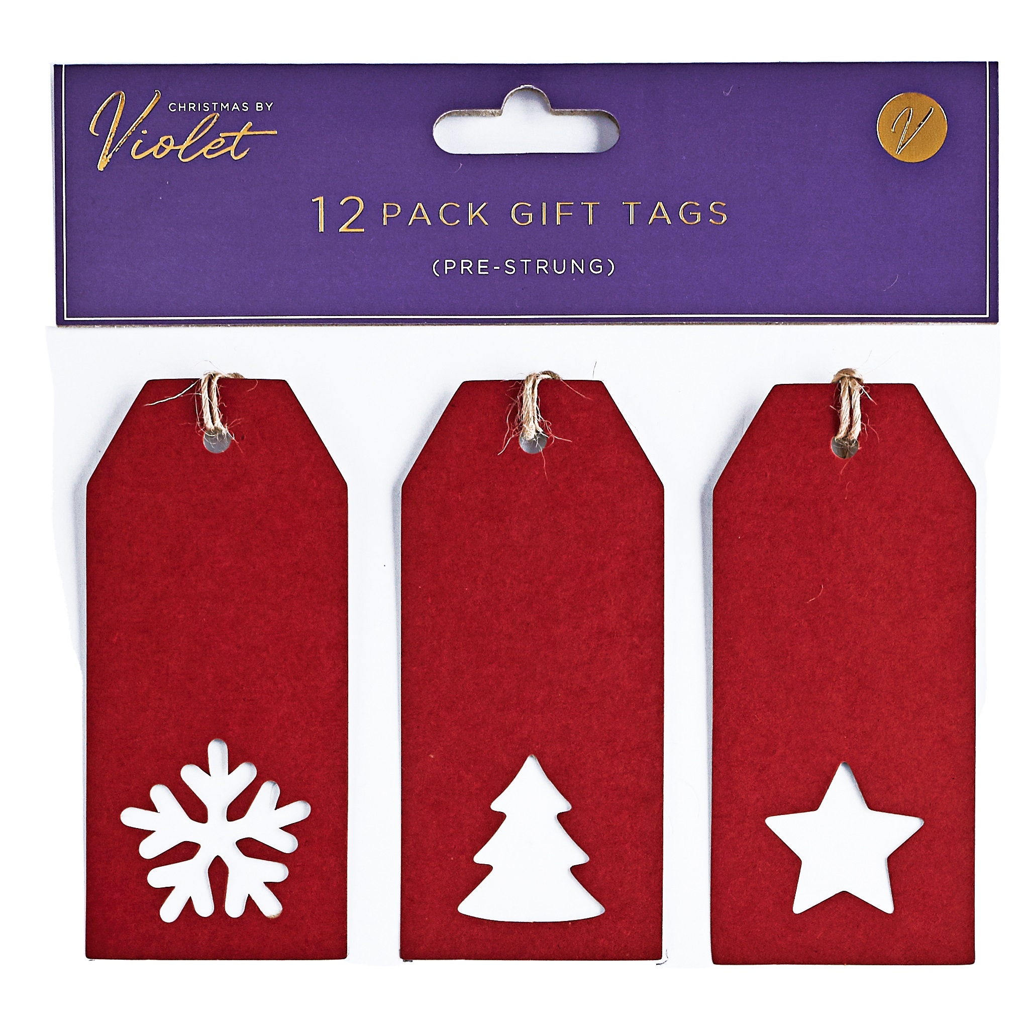 XMAS TAGS,Red Die Cut 12`s H/Pk [Packs Only]