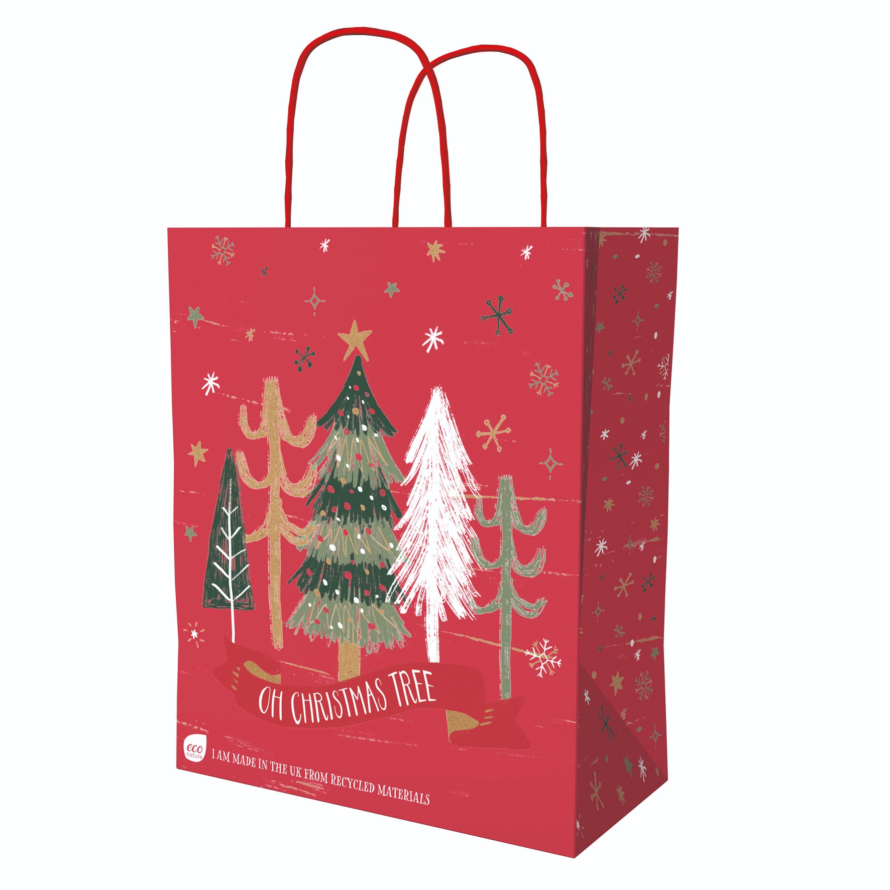 GIFT BAG,Red Trees (Large) Recylcable [Packs Only]