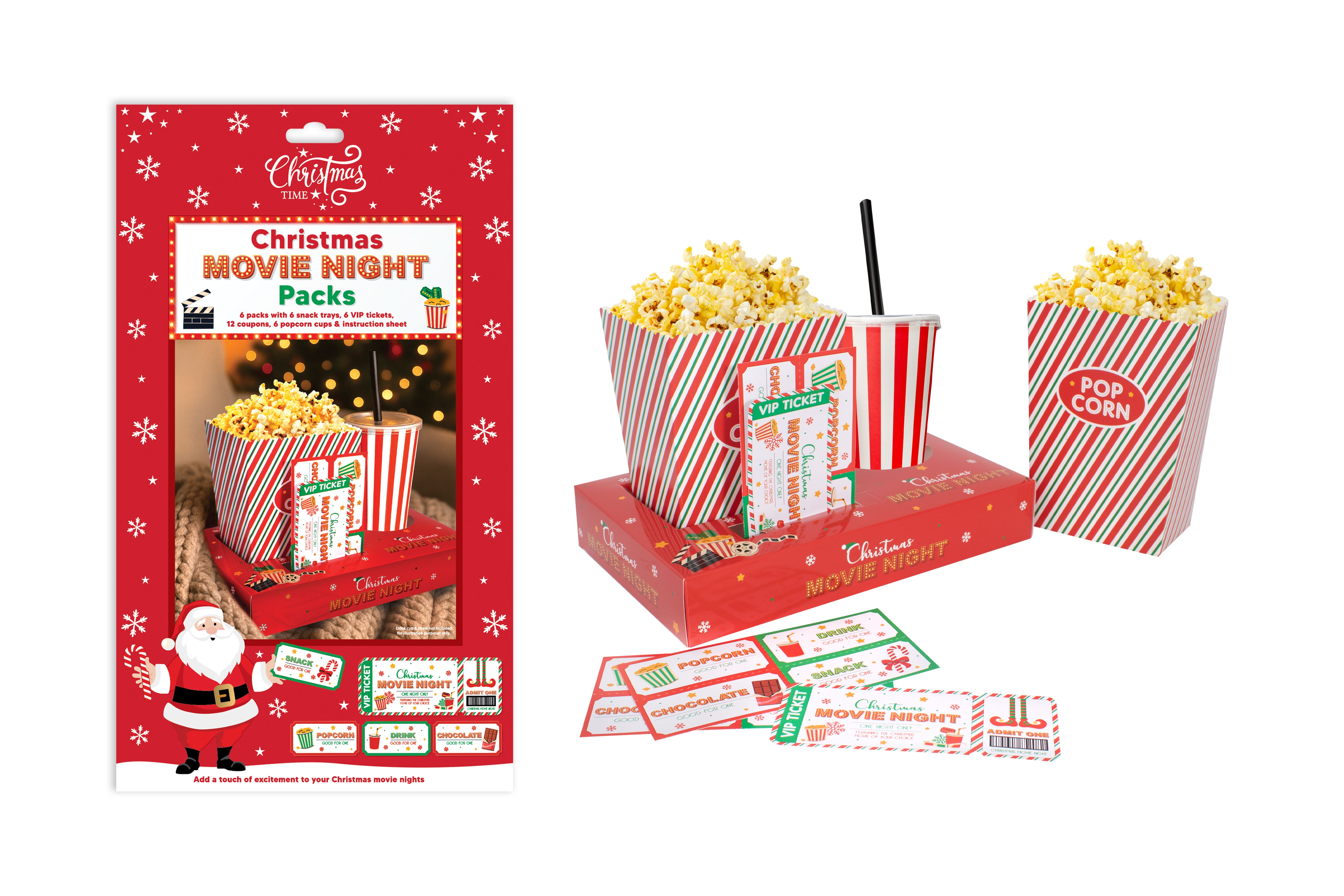 XMAS MOVIE NIGHT PACKS, Trays, Tickets, Coupons & Cups H/pk[Splittable]