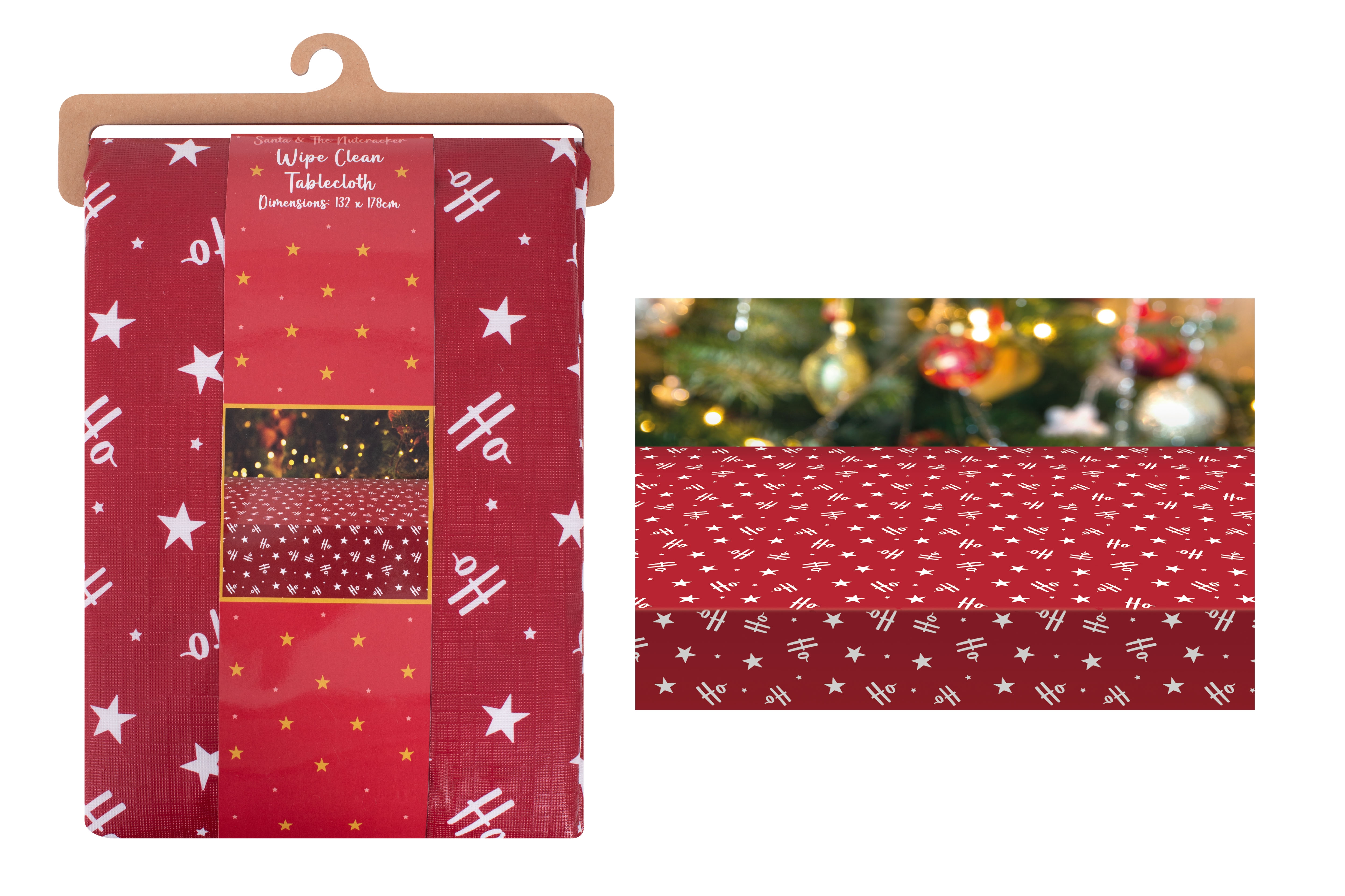 TABLECOVER,Ho Ho Ho Wipe Clean 132x178cm H/pk [Splittable]