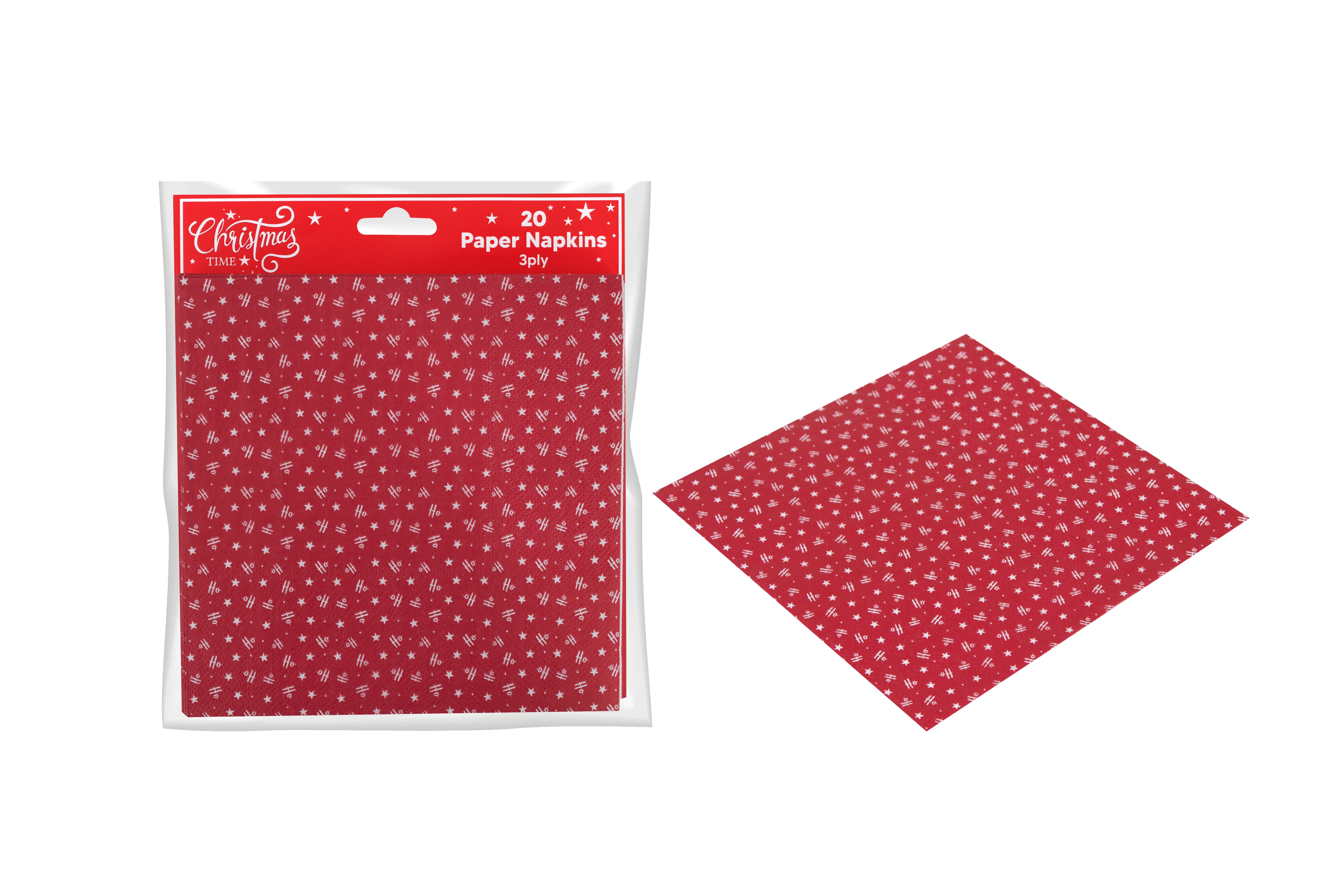 NAPKINS,33/3ply Ho Ho Ho 20`s H/pk [Splittable]