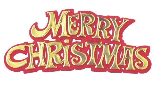 CAKE DECORATION, MERRY CHRISTMAS 76mm Motto [Packs Only]
