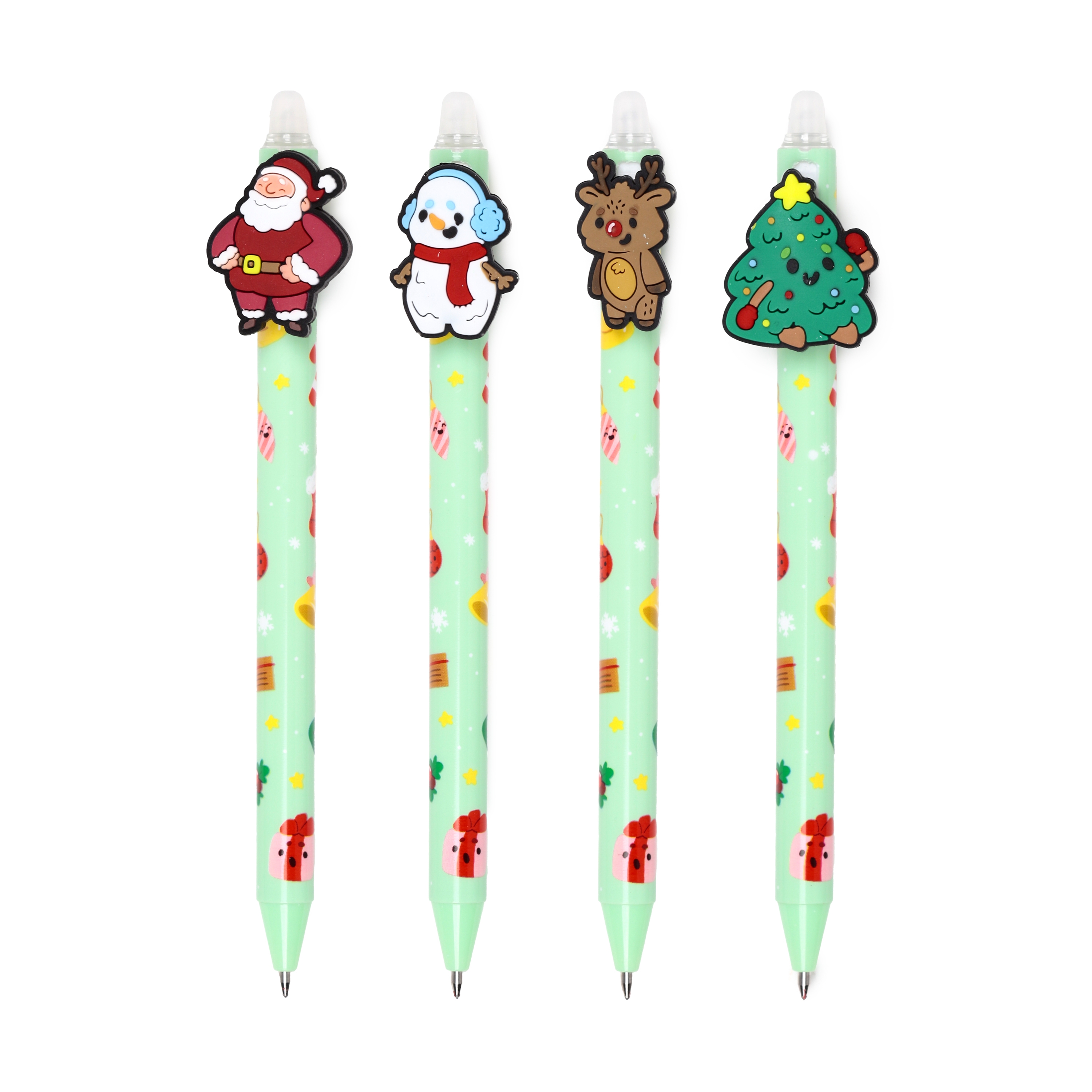 XMAS PENS,Eraserable with Toppers CDU [Packs Only]