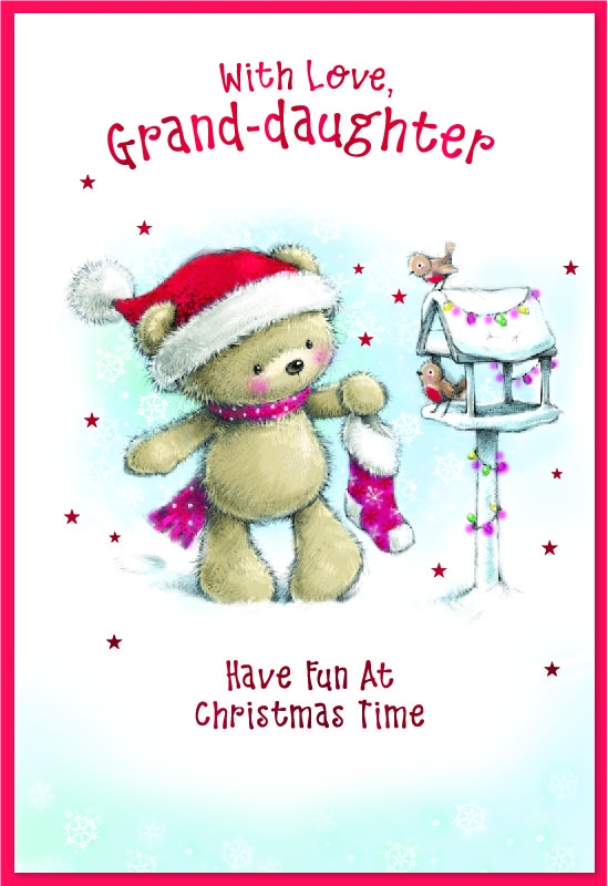XMAS CARDS,Granddaughter, Teddy Bear & Robins [Packs Only]